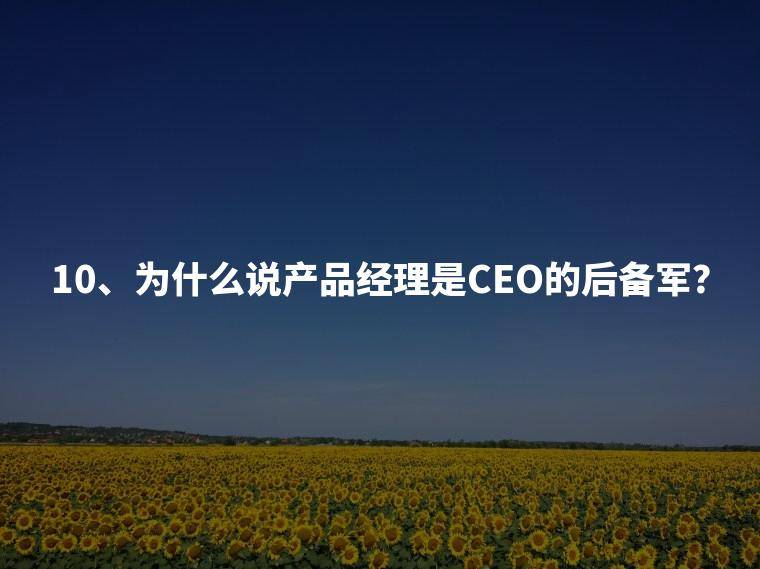 10、为什么说产品经理是CEO的后备军？