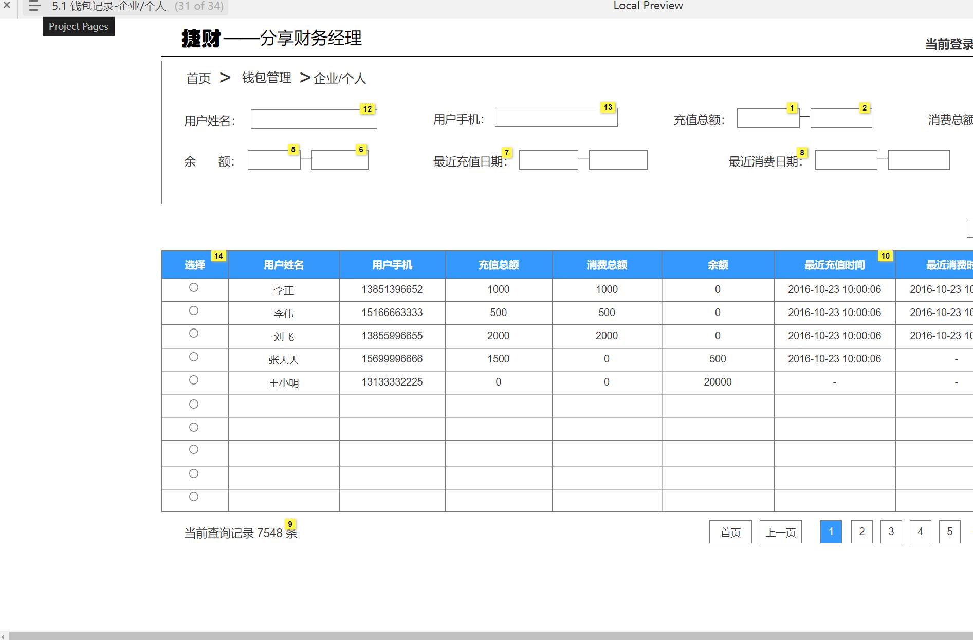 企业财务管理系统Web端Axure原型模板案例下载