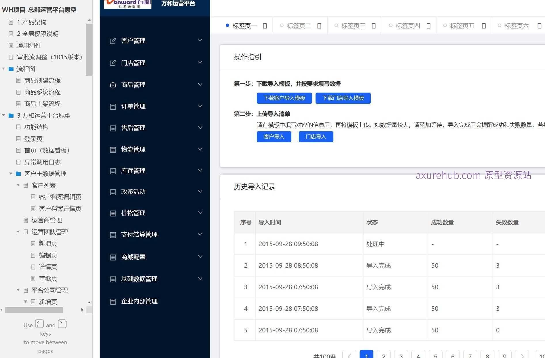 全渠道零售运营平台Axure原型模板