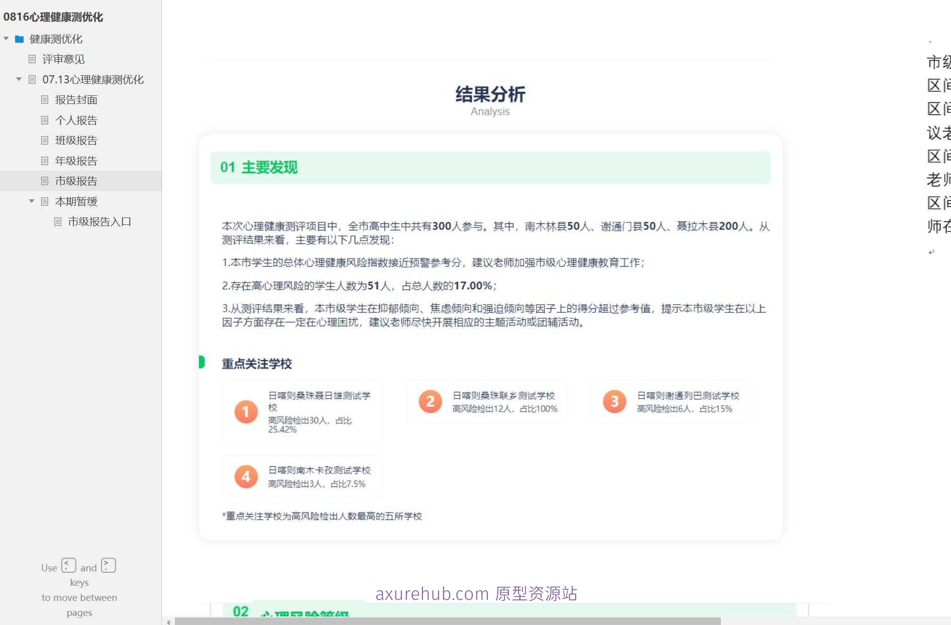 心理健康测网站Axure原型模板案例下载