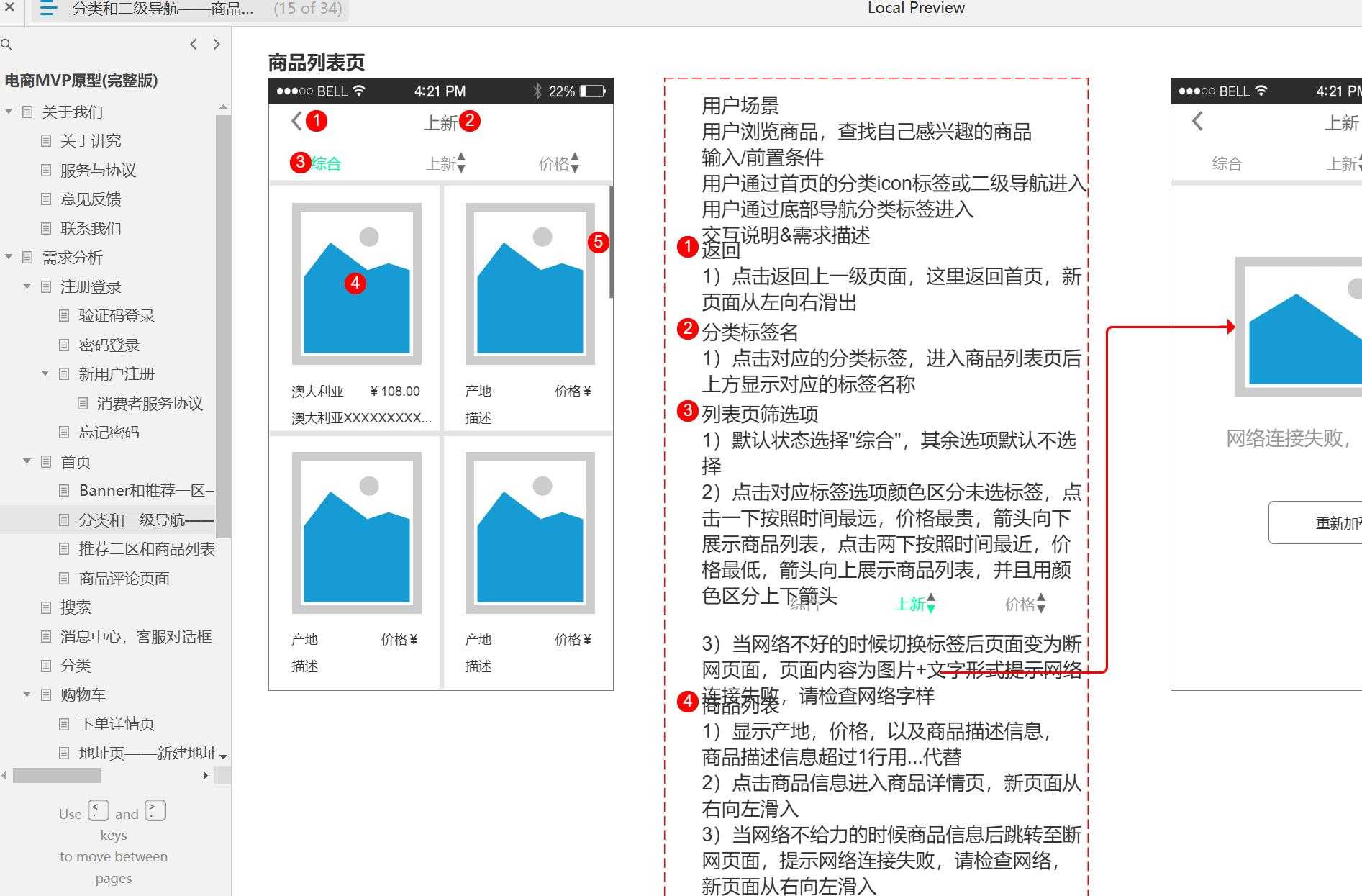 电商MVP原型：全流程用户体验设计Axure模板