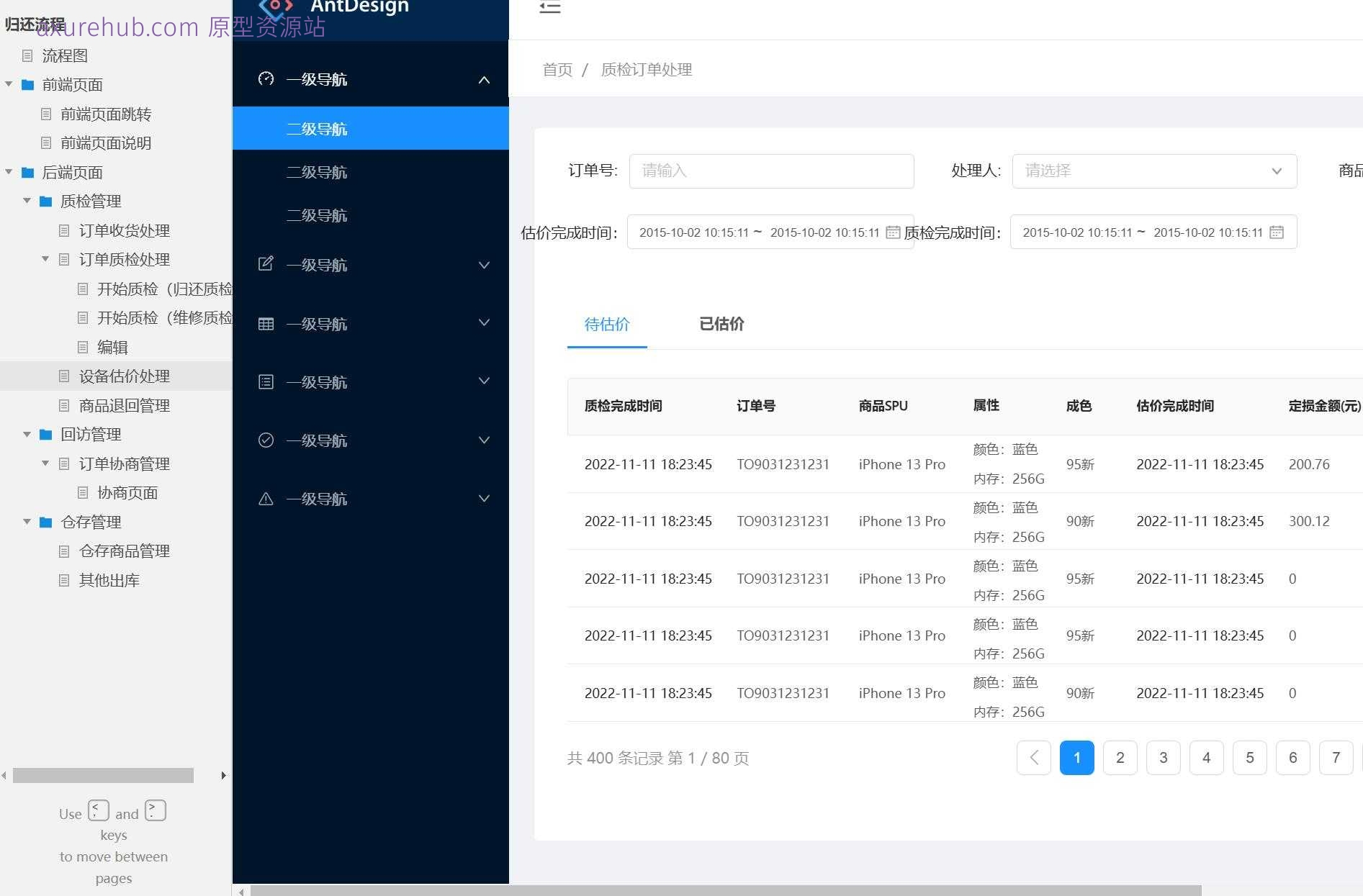 电商行业全流程管理B端系统产品原型模板案例Axure RP源文件下载
