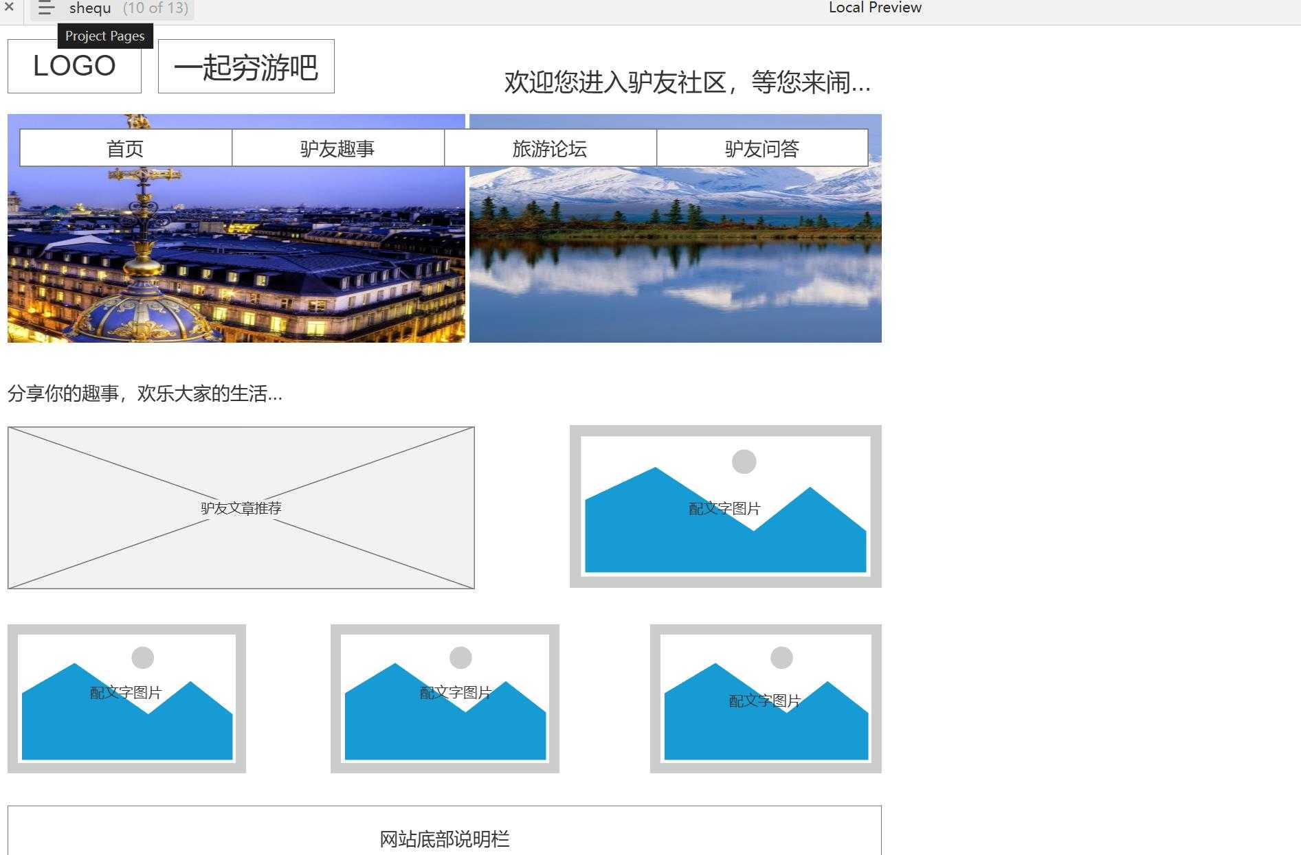 旅游行业穷游社区Web平台Axure原型模板