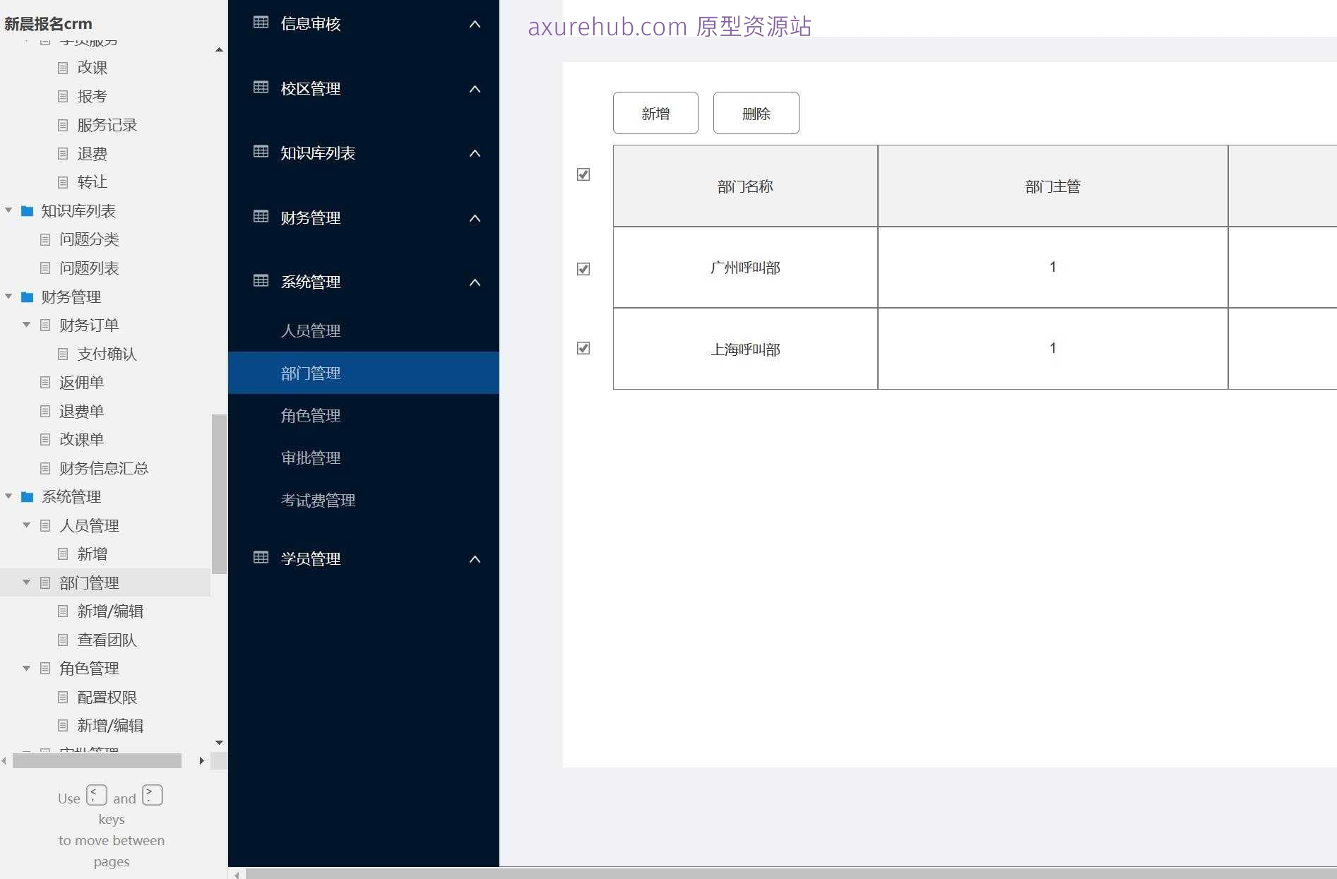 CRM系统客户关系管理平台Axure原型模板