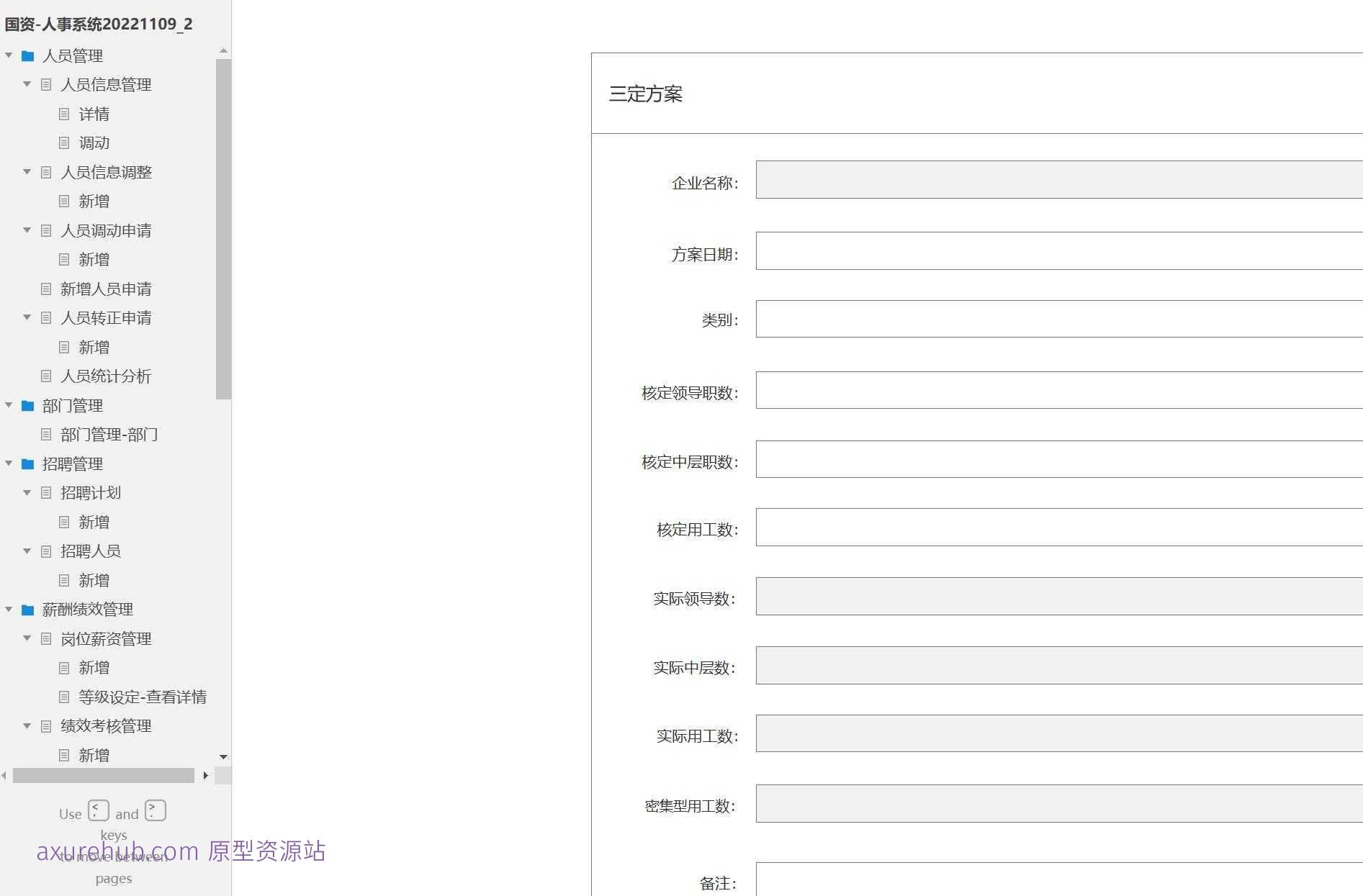国资人事管理系统产品原型模板案例Axure RP源文件下载