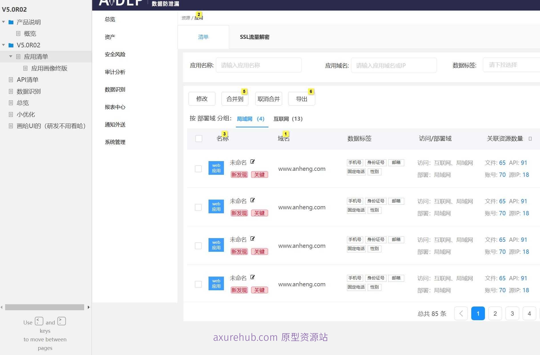 企业级应用管理平台Axure原型模板