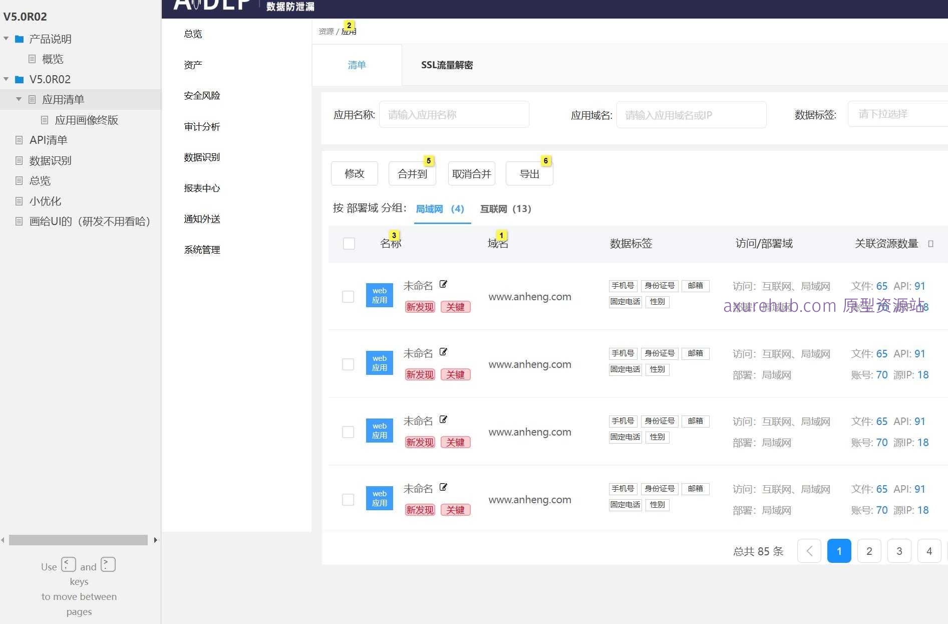 企业级应用管理平台Axure原型模板