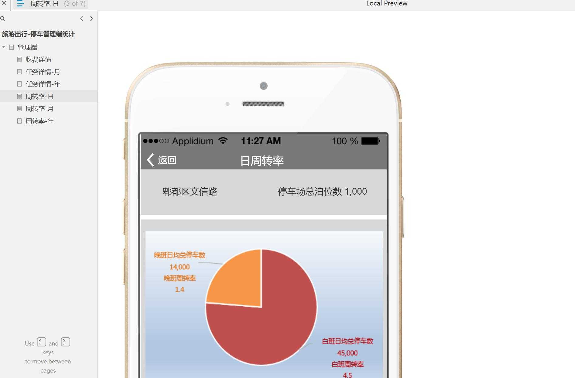 旅游出行停车管理端统计系统Axure原型模板