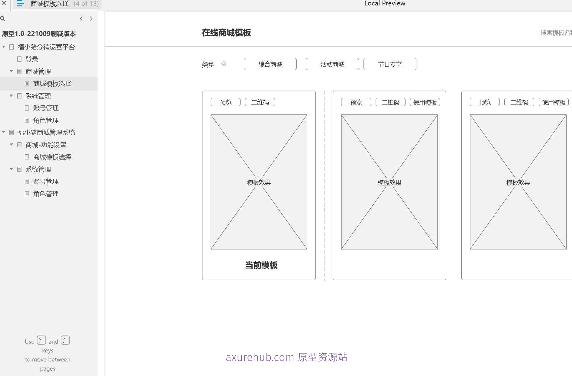 福小猪分销运营平台B端管理系统Axure原型模板