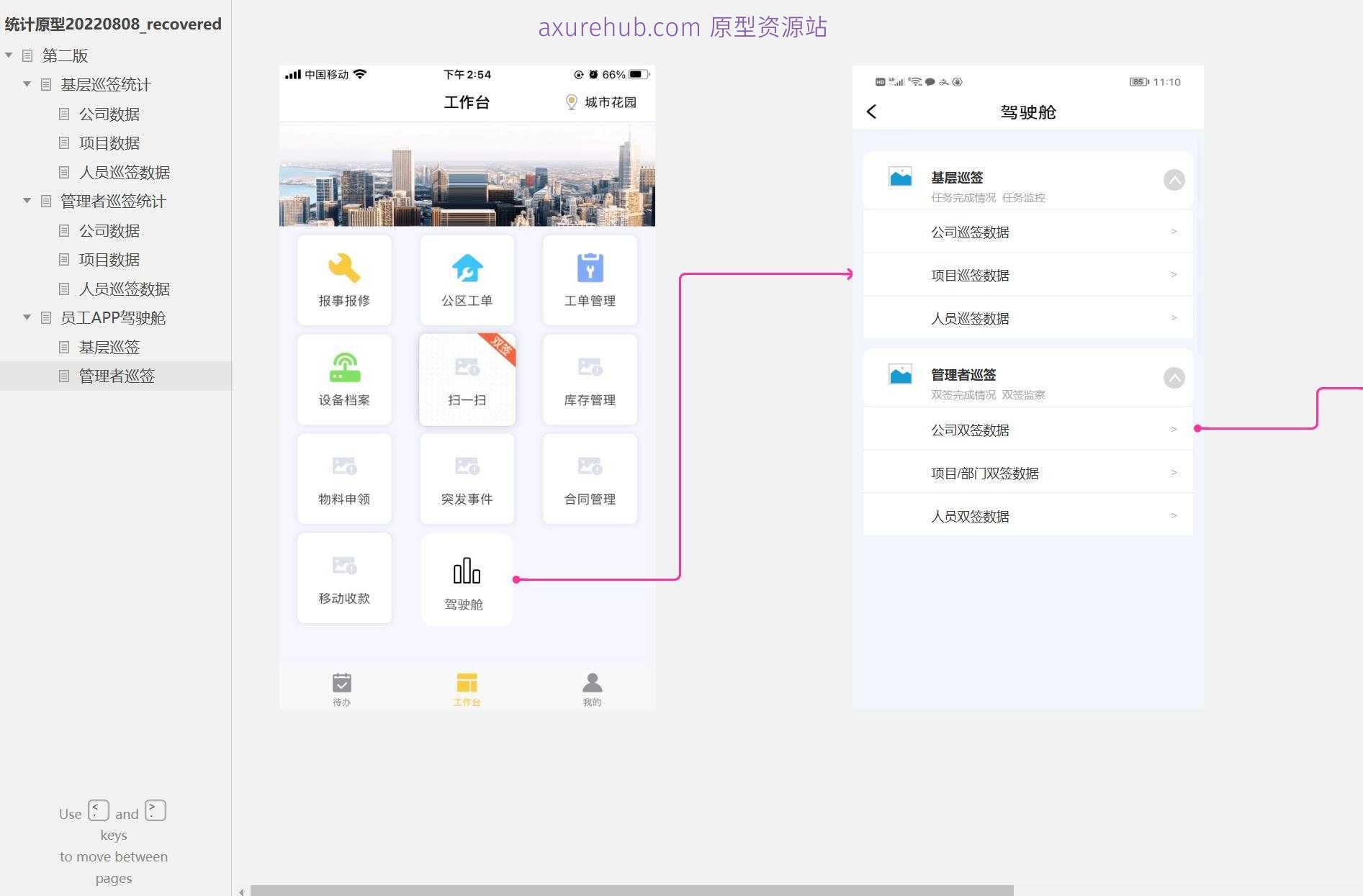 基层巡签统计与管理者巡签系统Axure原型模板
