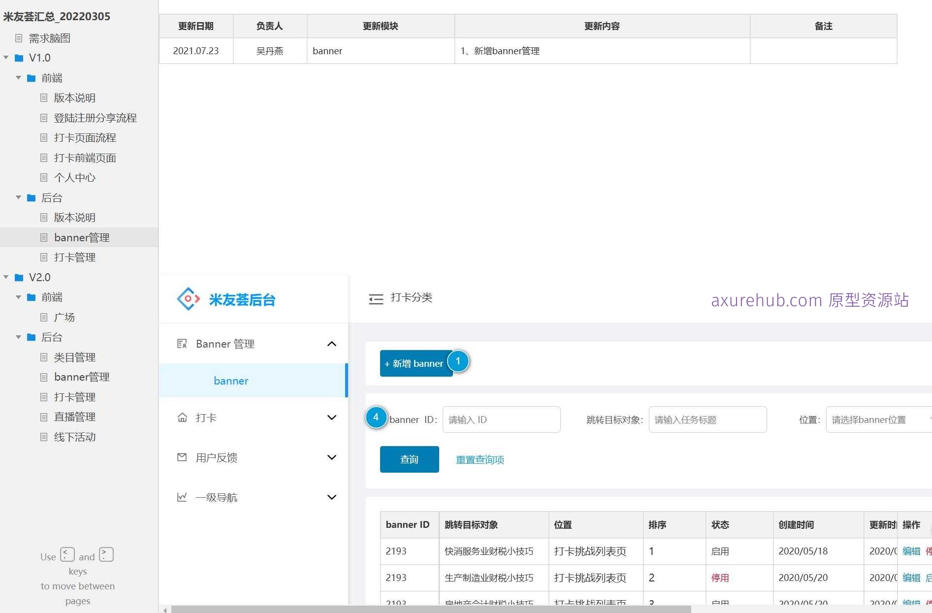 米友荟社区互动打卡系统Axure原型模板
