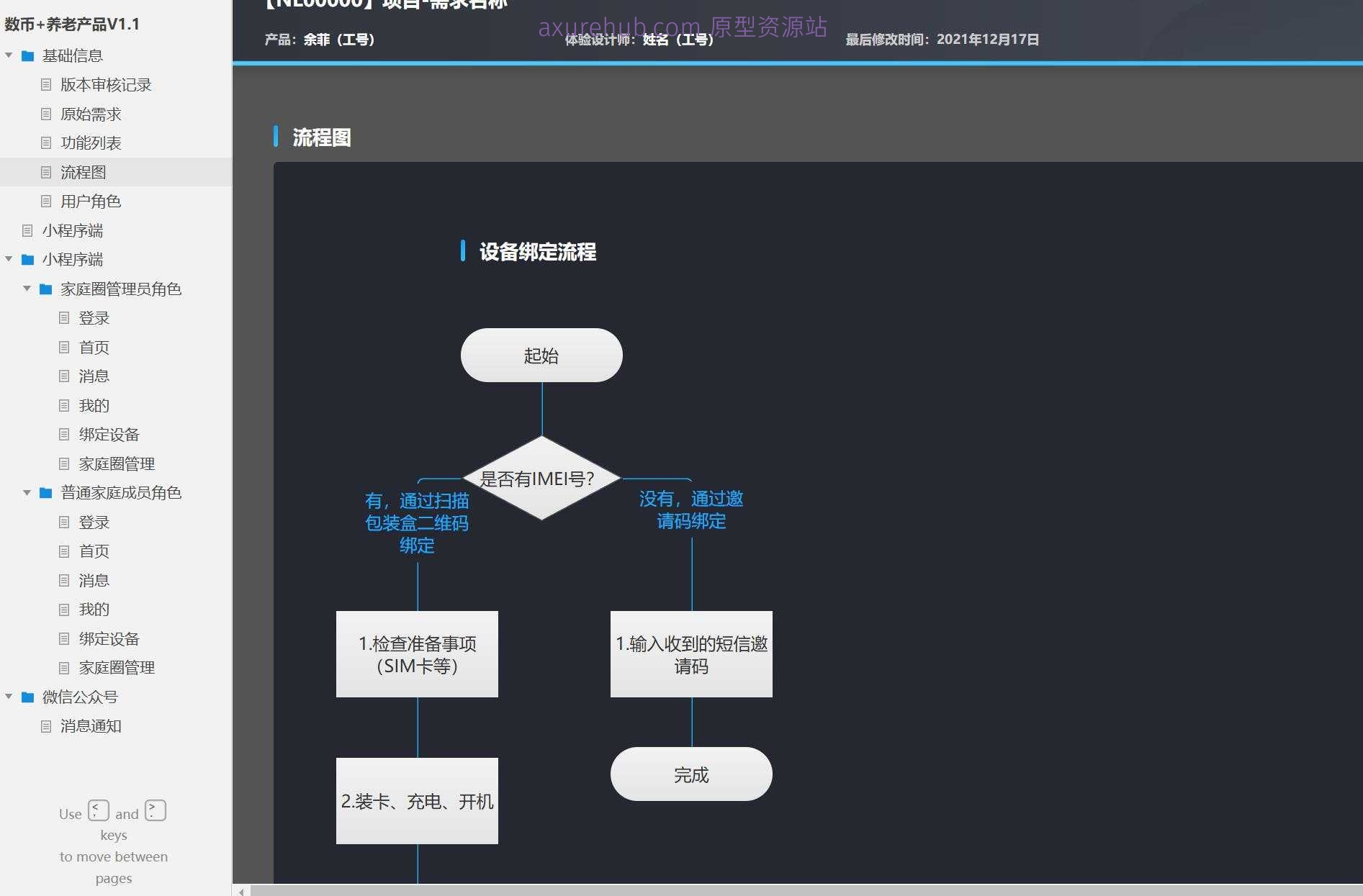 数币+养老产品小程序端家庭圈管理Axure原型模板