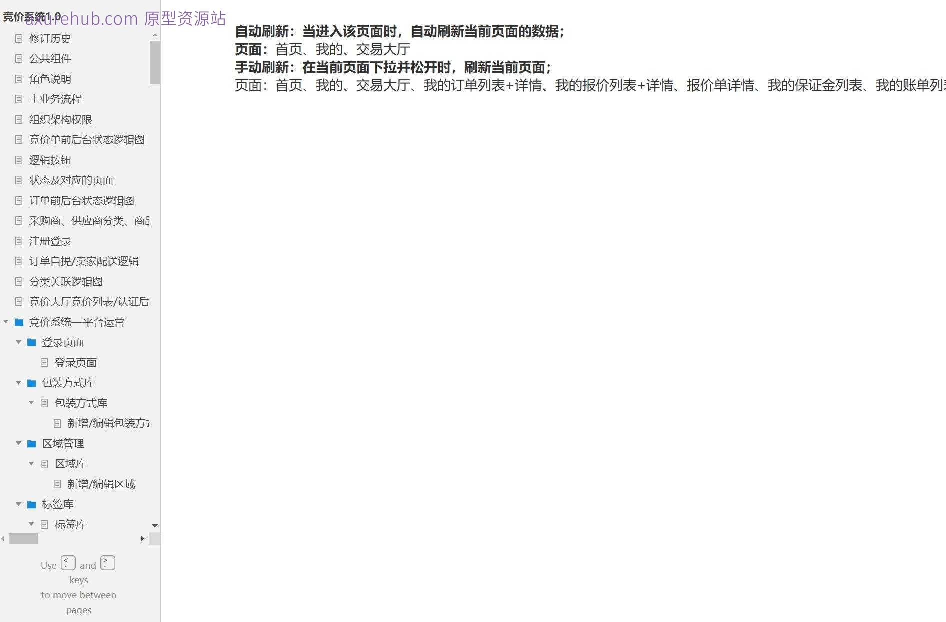 采购商认证与竞价系统后台管理Axure原型模板