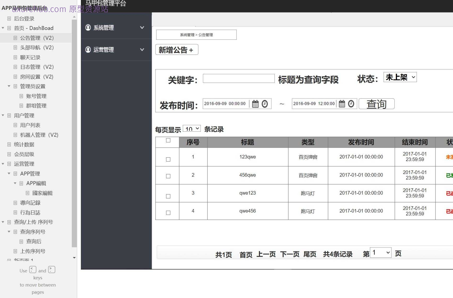 企业级后台管理系统Axure原型模板