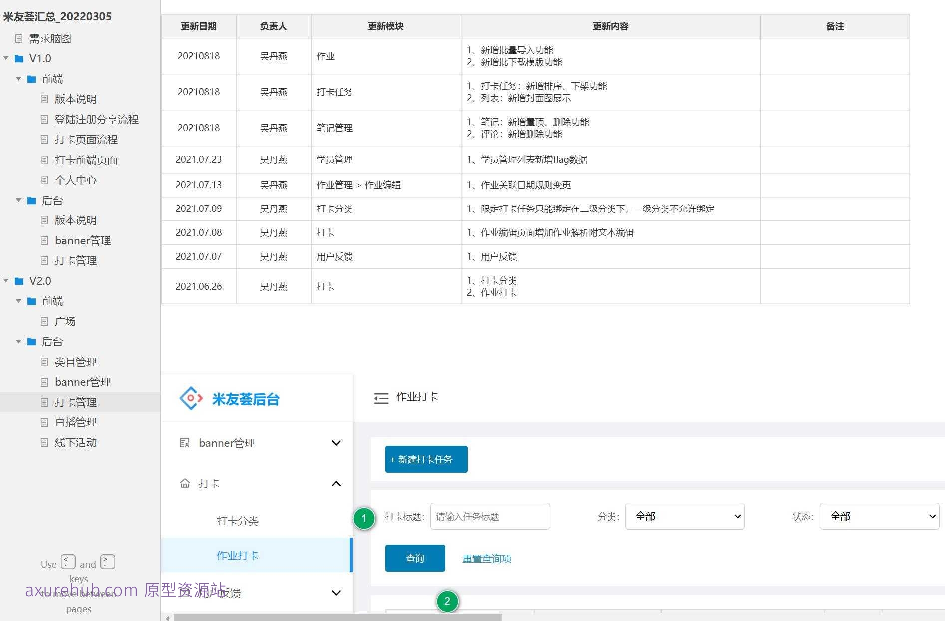 米友荟社区互动打卡系统Axure原型模板