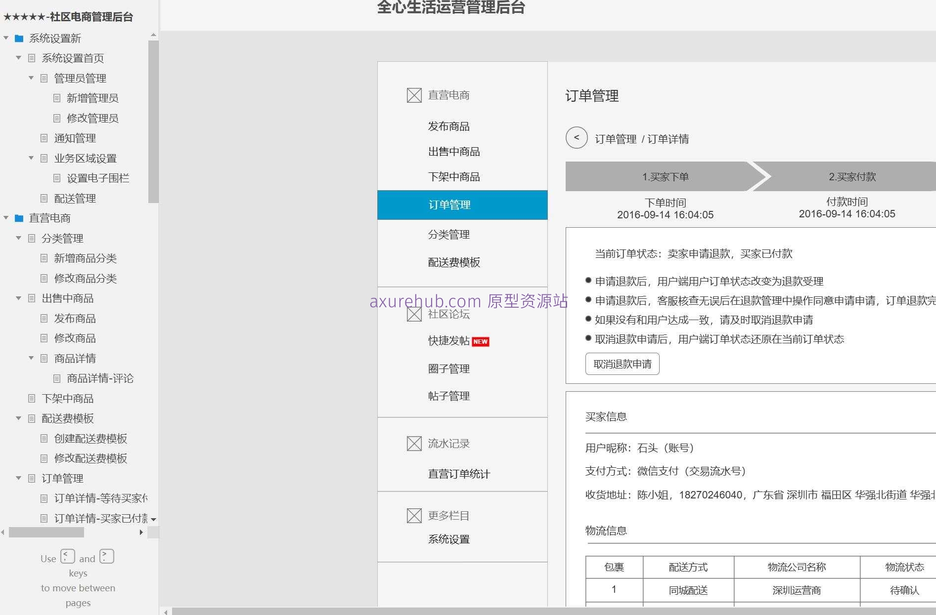 社区电商管理后台系统产品Axure原型模板