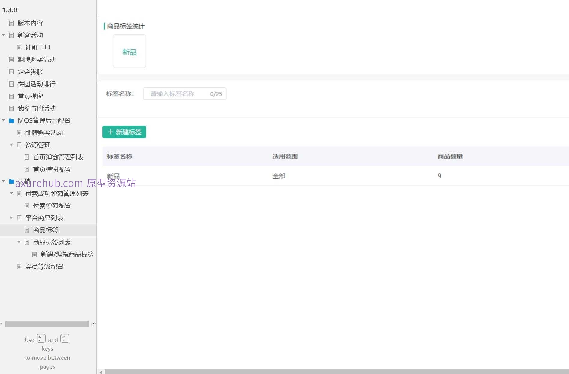 电商行业拼团活动管理后台系统Axure原型模板