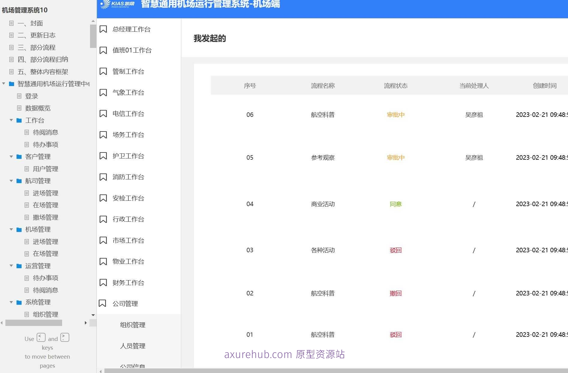 智慧机场运行管理B端系统产品原型模板案例Axure RP源文件下载