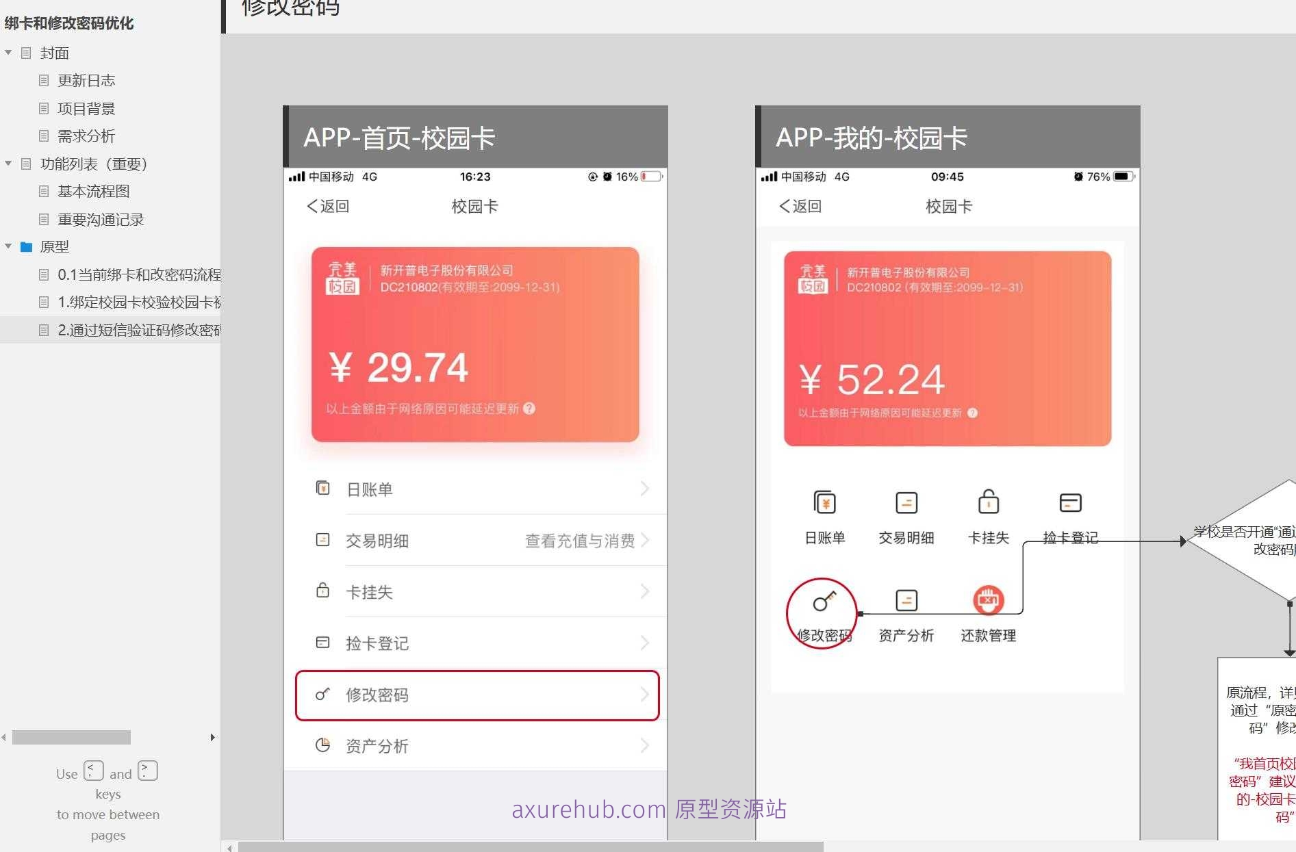 校园卡服务优化Axure原型模板