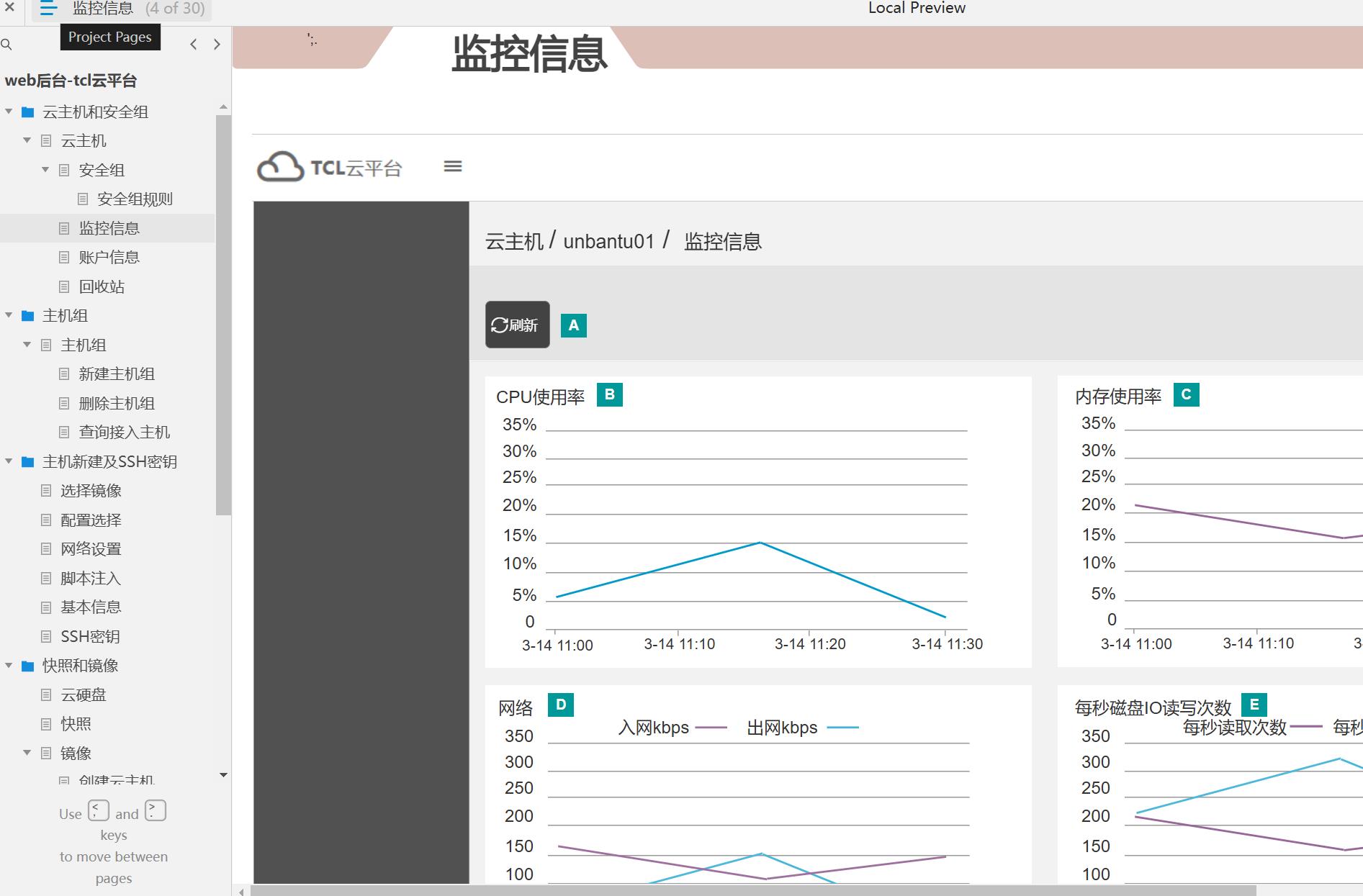 云平台主机与安全组管理Axure原型模板