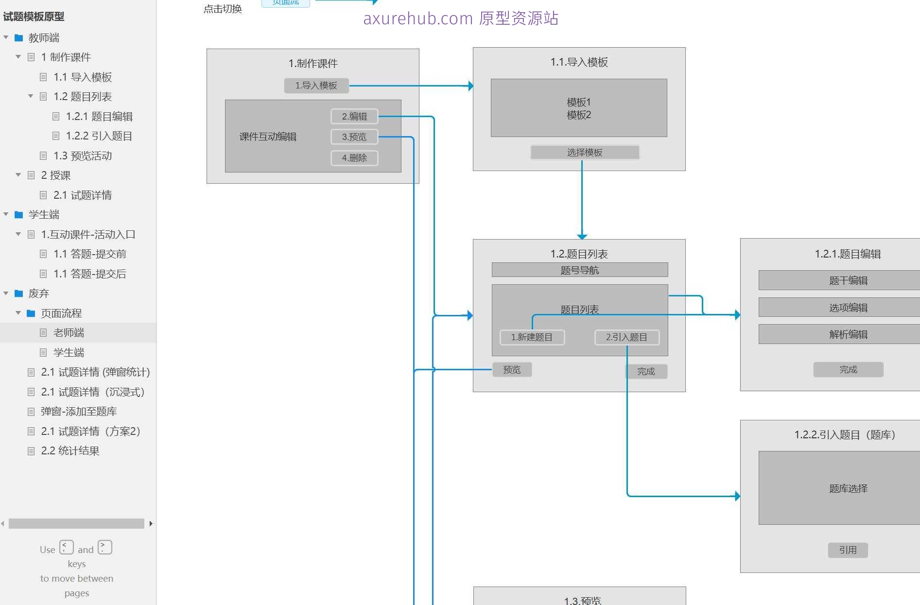 智慧教育互动课件制作与授课系统Axure原型模板