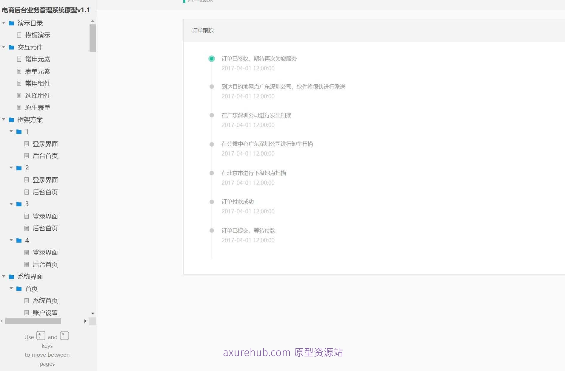 电商后台业务管理系统原型模板Axure RP源文件下载