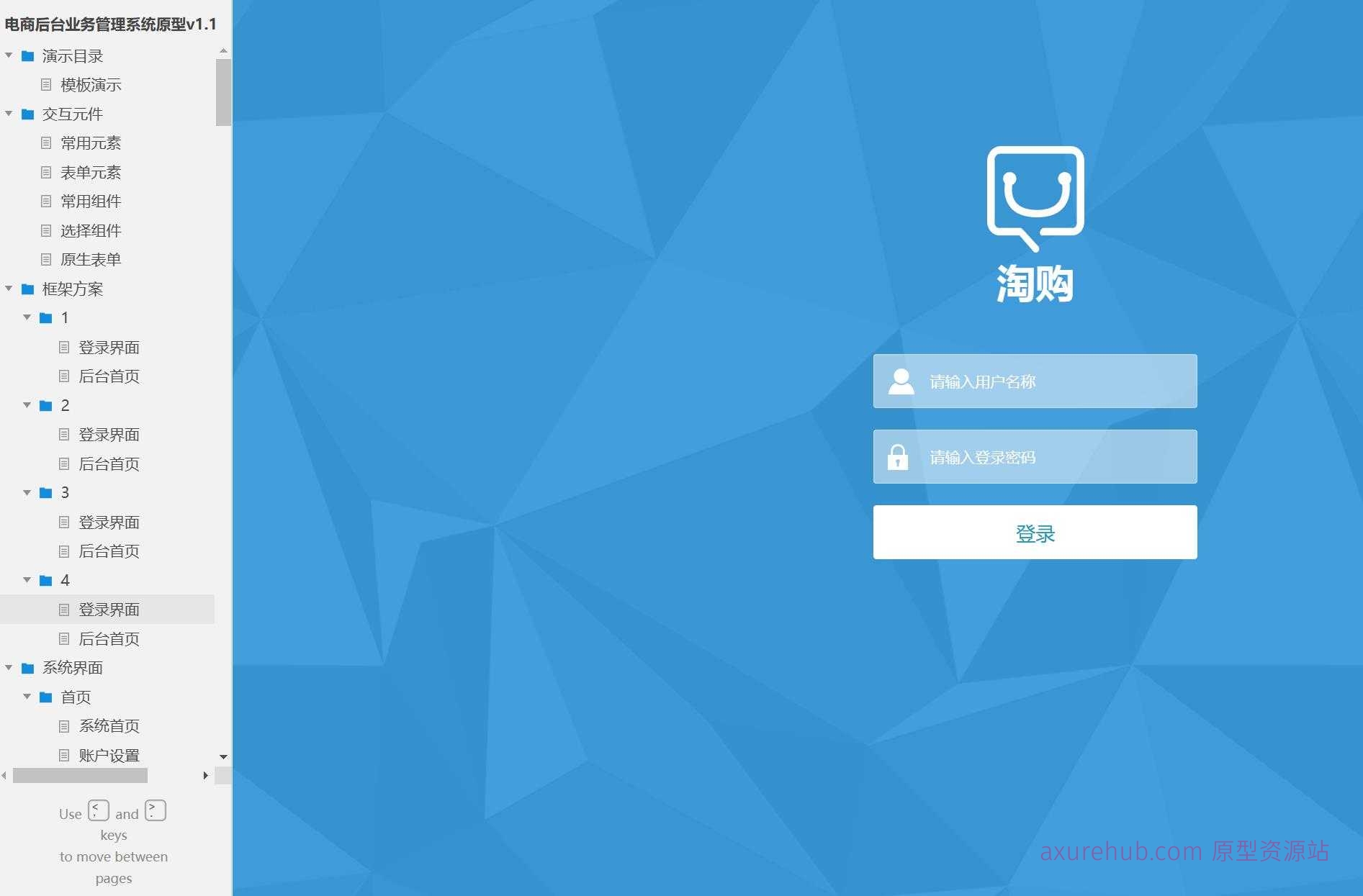 电商后台业务管理系统原型模板Axure RP源文件下载