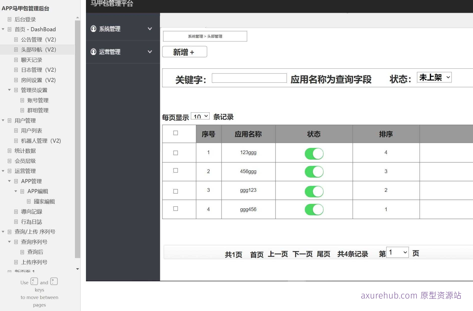 企业级后台管理系统Axure原型模板
