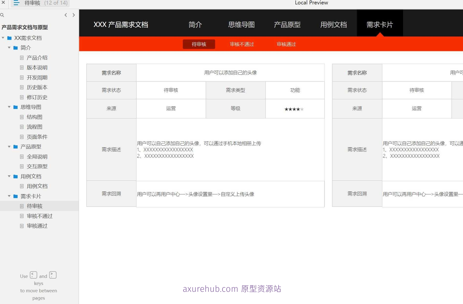 产品需求文档与原型案例模板Axure RP源文件下载