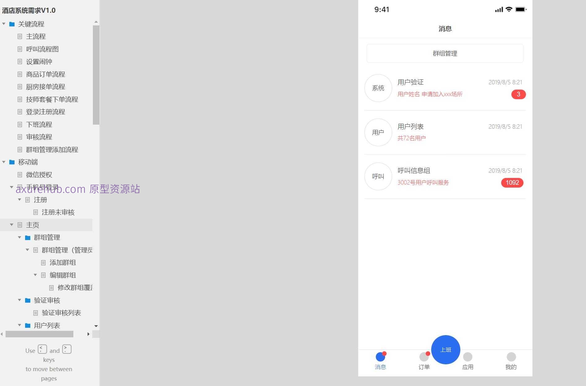 酒店行业综合管理系统Axure原型模板