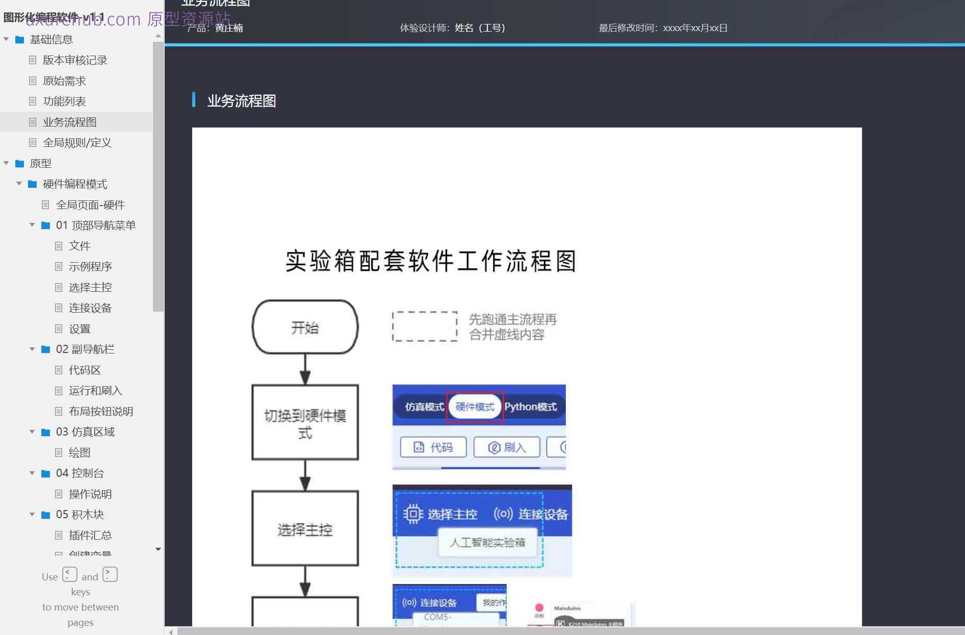图形化编程软件v1.1产品原型模板案例Axure RP源文件下载