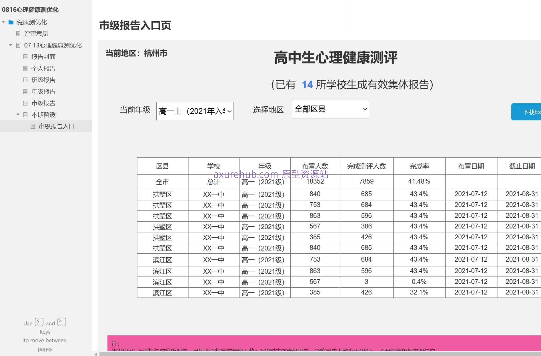 心理健康测优化Axure原型模板案例下载