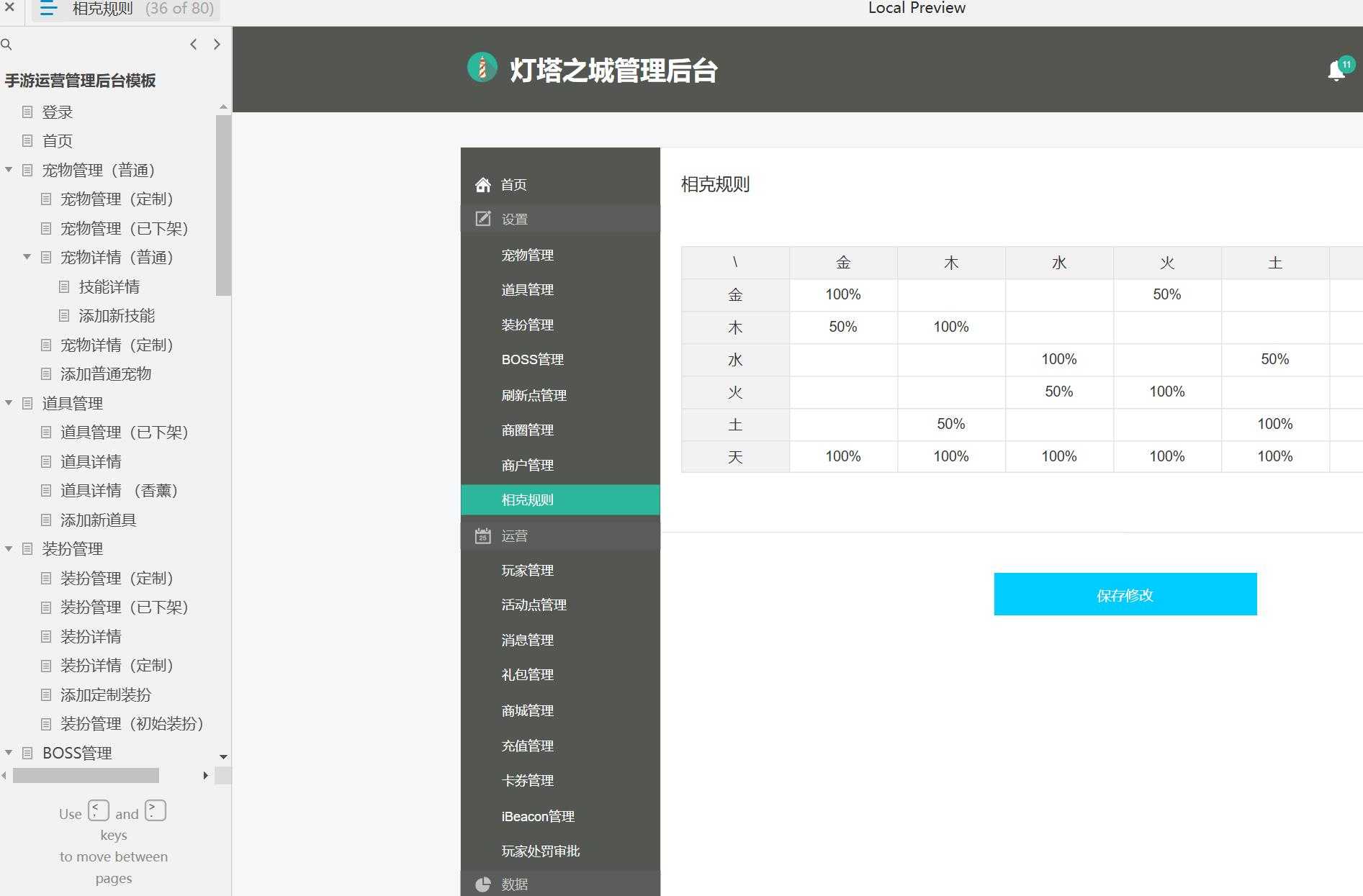 手游运营管理后台系统产品Axure原型模板案例下载
