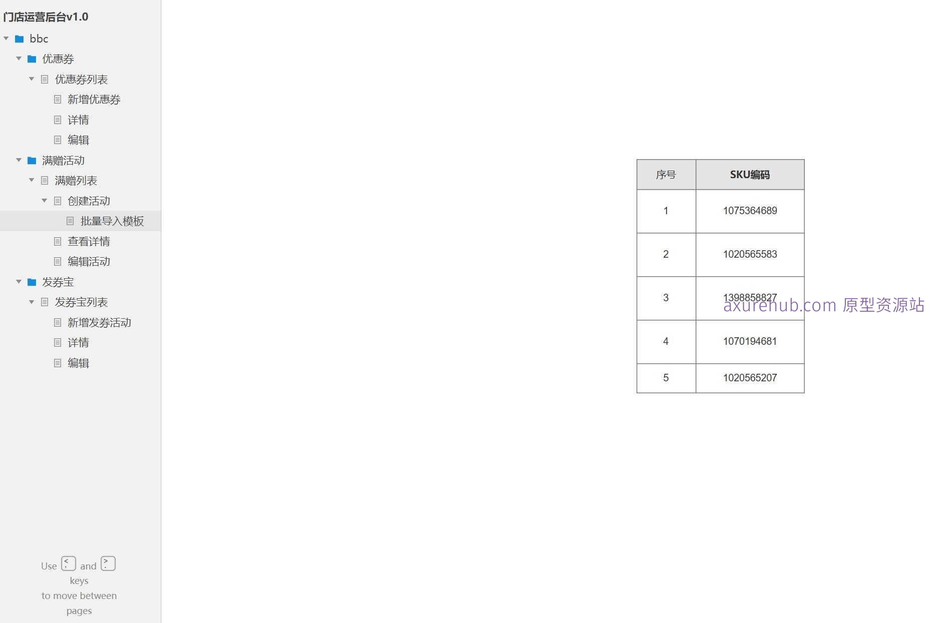 零售门店运营后台管理系统Axure原型模板