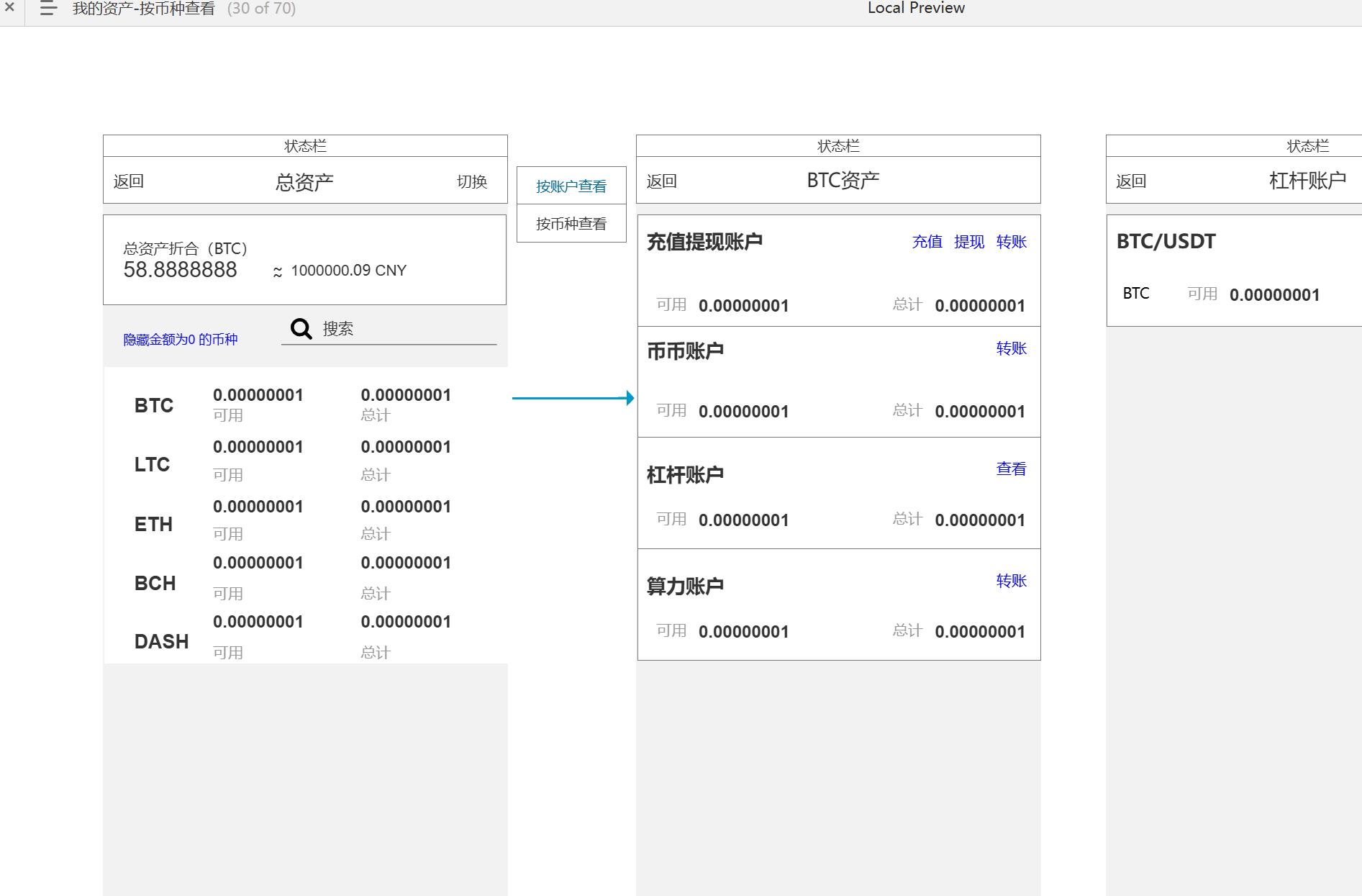 数字货币交易所APP产品原型模板案例Axure RP源文件下载