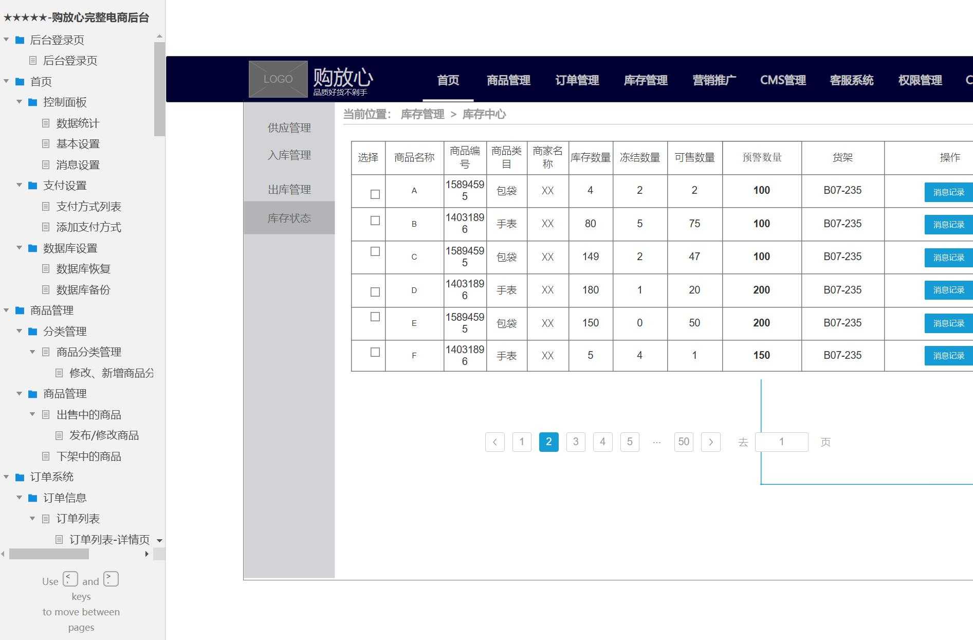 电商后台管理系统产品原型模板案例Axure RP源文件下载