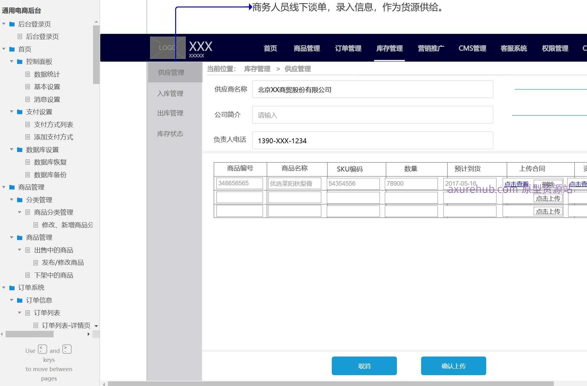 电商后台管理系统产品原型模板案例Axure RP源文件下载