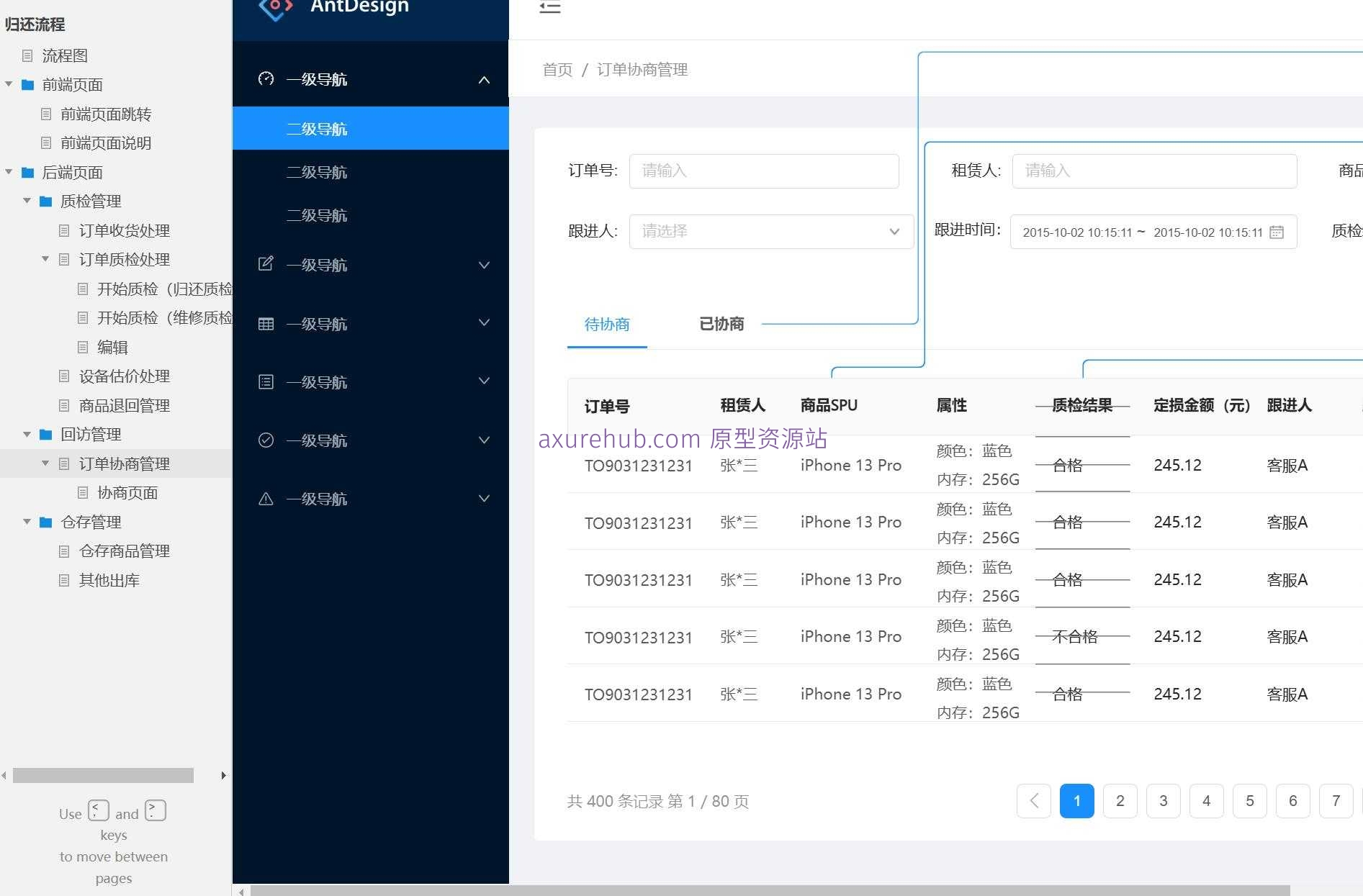 电商行业全流程管理B端系统产品原型模板案例Axure RP源文件下载