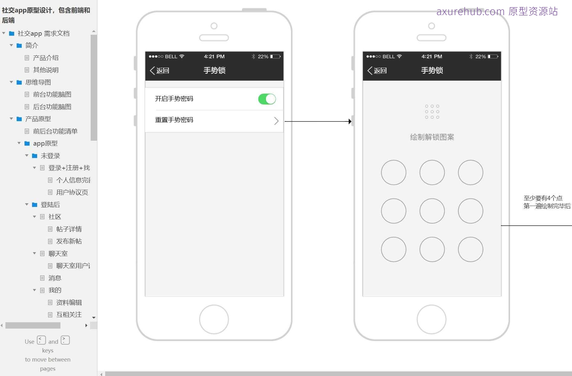 社交App全端功能原型模板案例Axure RP源文件下载