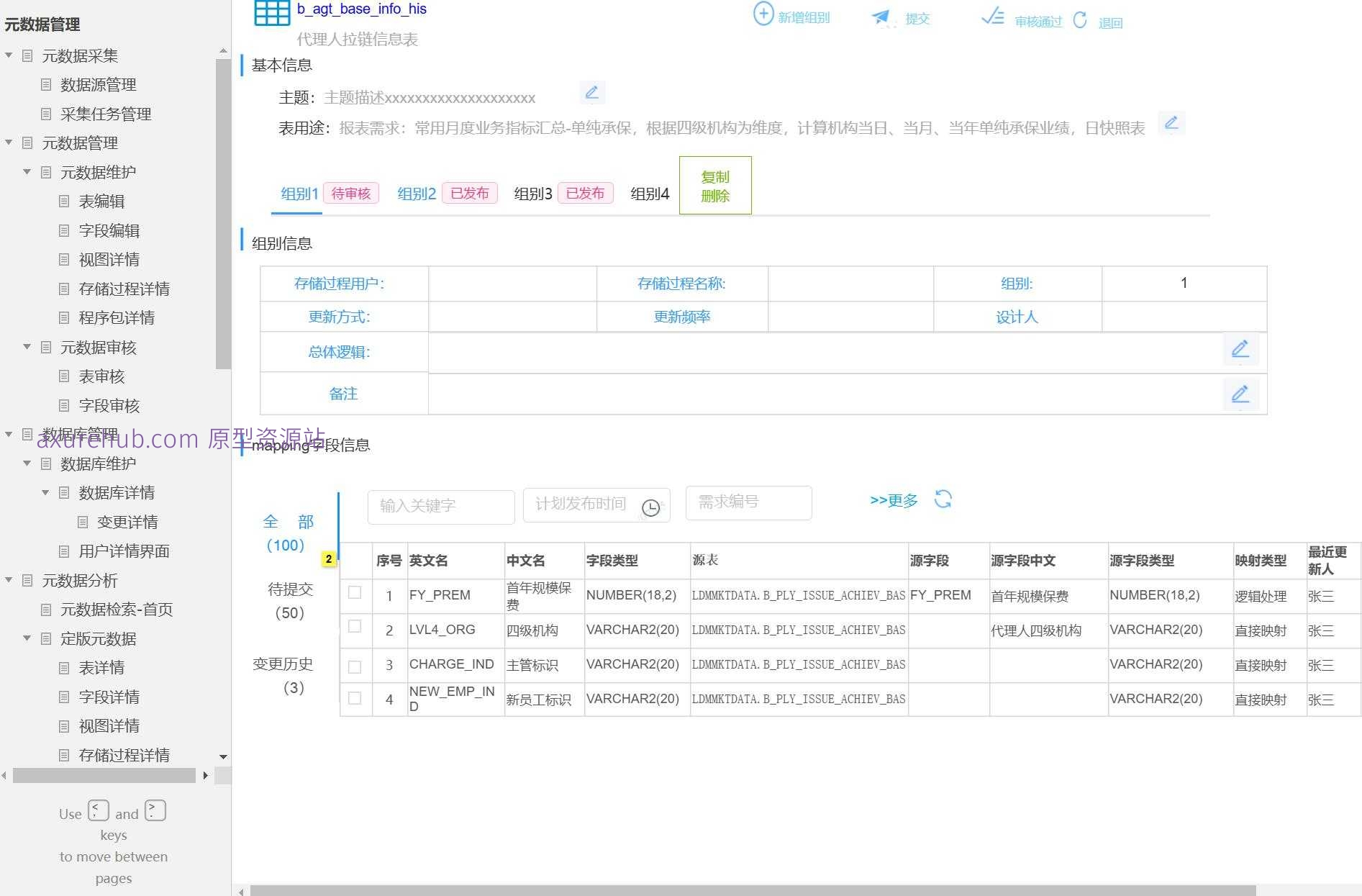 数据管理与血缘分析系统Axure原型模板
