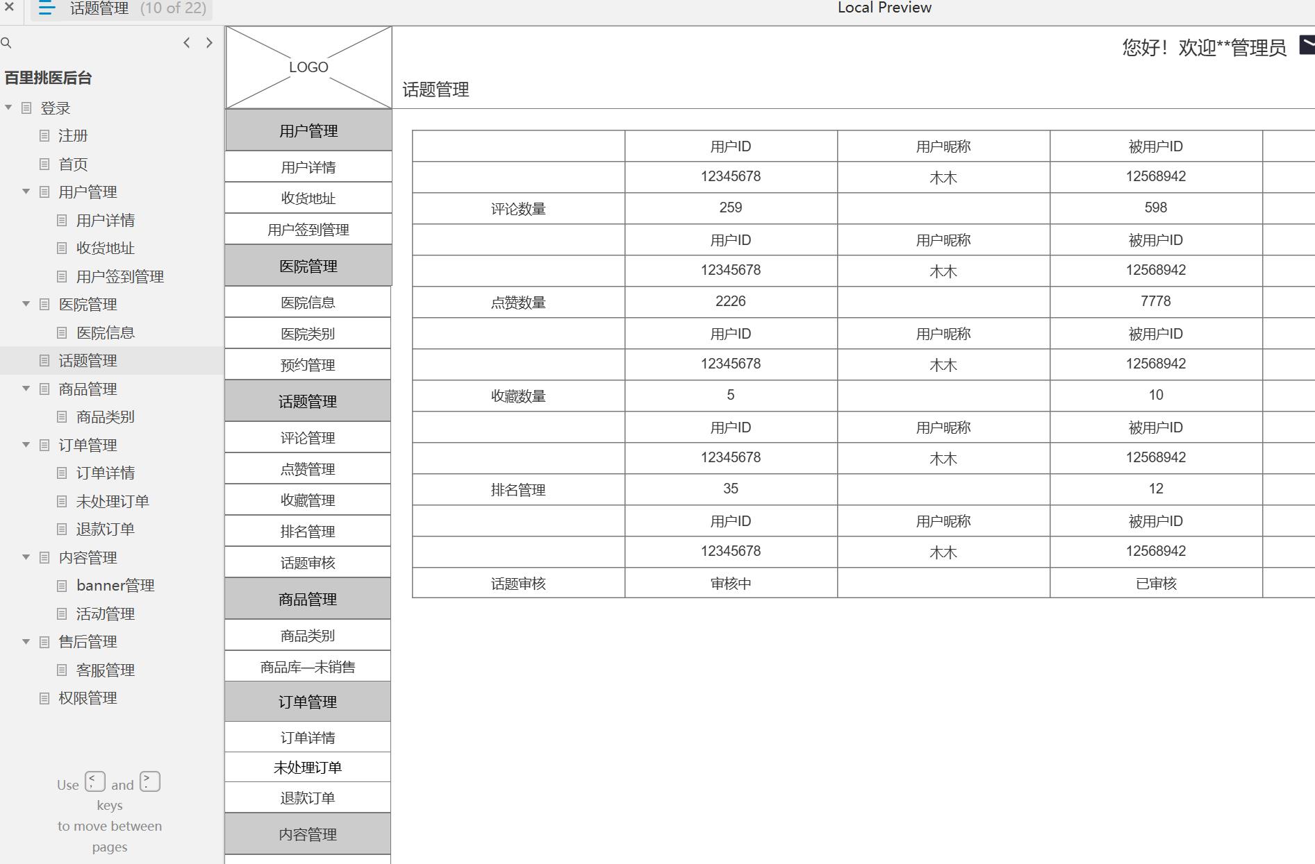 医疗行业后台管理系统产品Axure原型模板案例下载