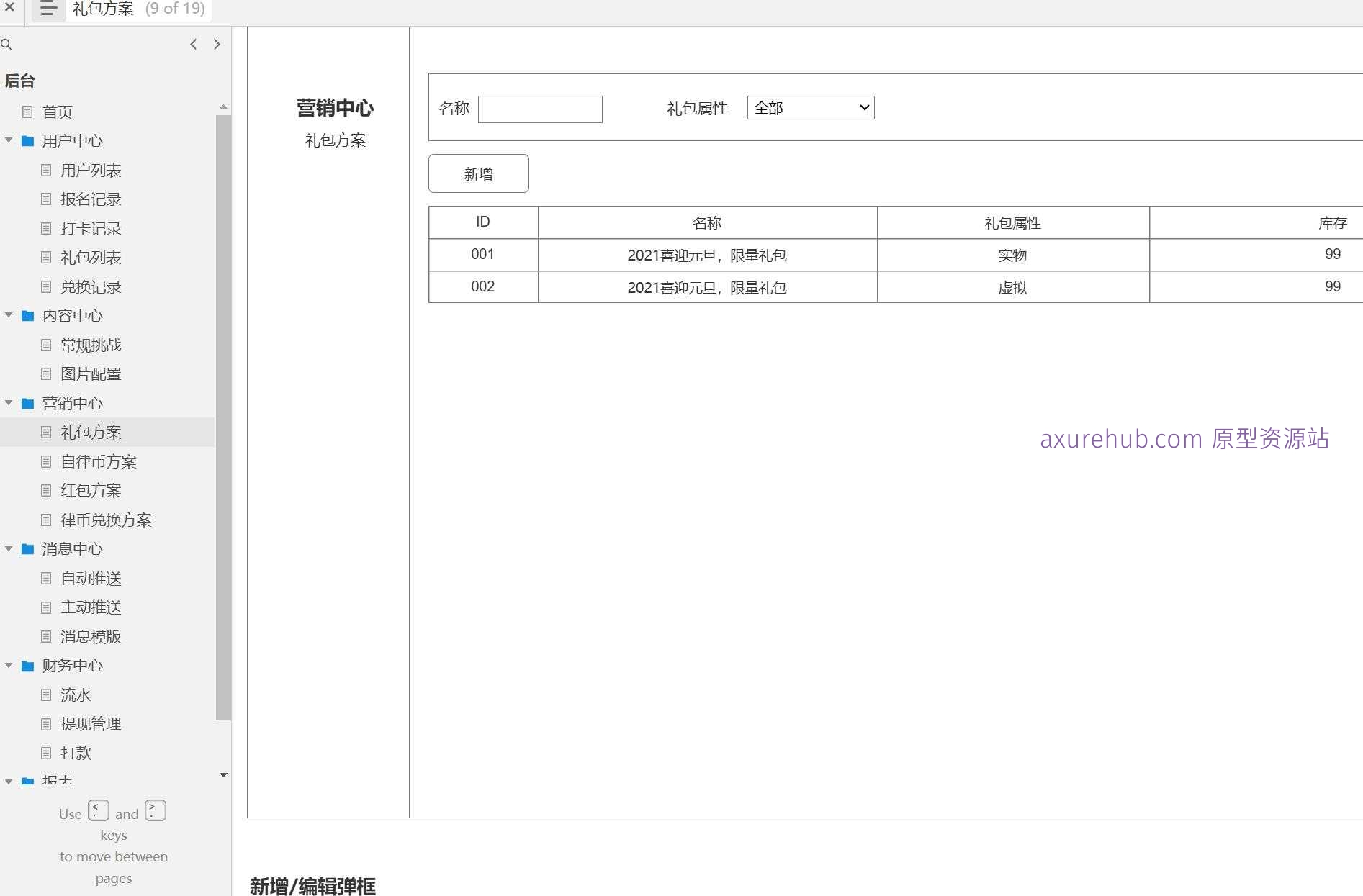 综合管理系统Axure原型模板