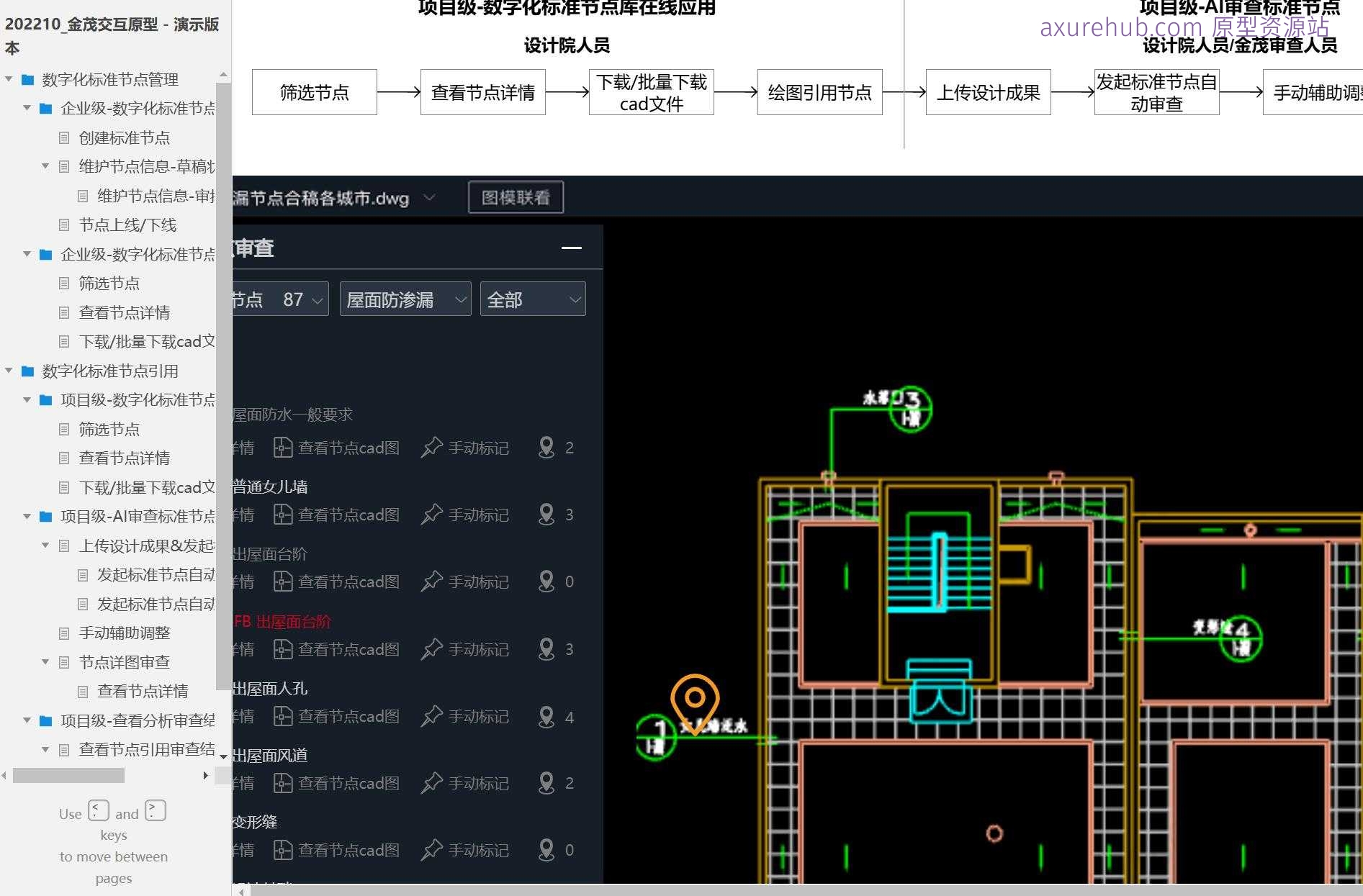 企业级数字化标准节点库管理与应用Axure原型模板