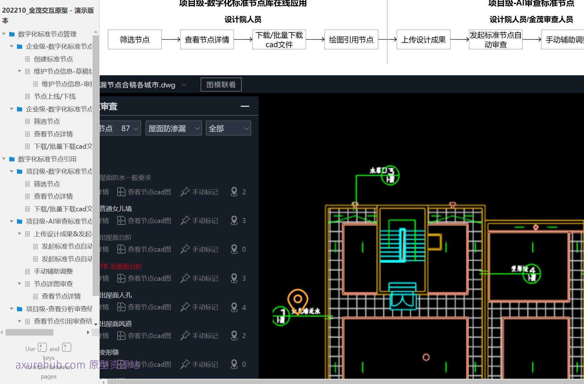 19页建筑和工程行业企业级数字化标准节点库管理与应用Axure原型模板