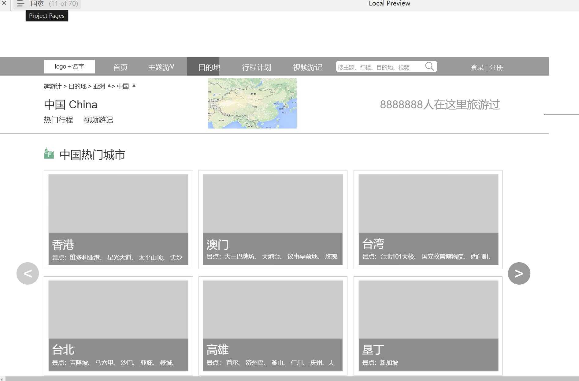 旅游行业WEB端全功能原型模板axure rp源文件下载