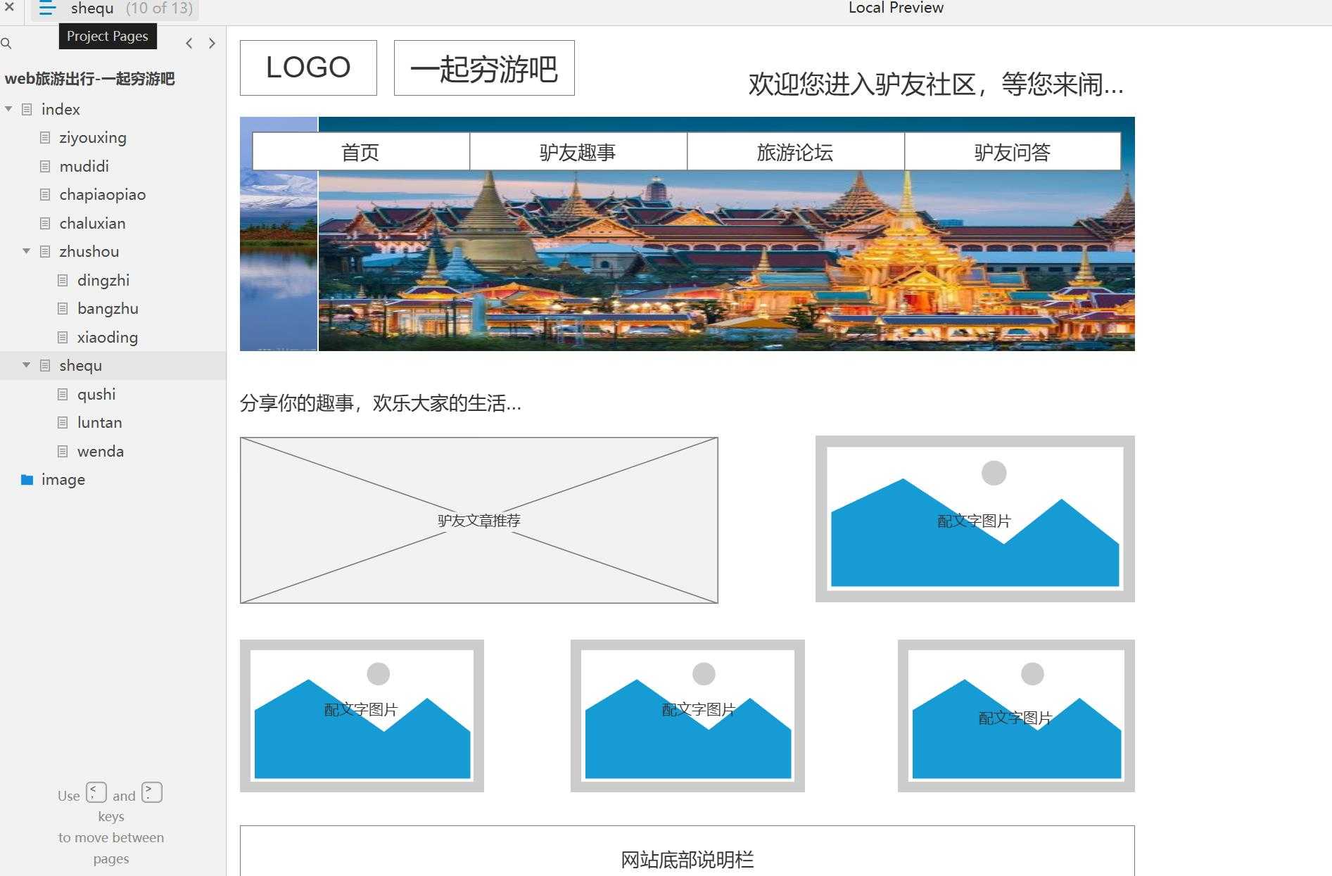 旅游行业穷游社区Web平台Axure原型模板