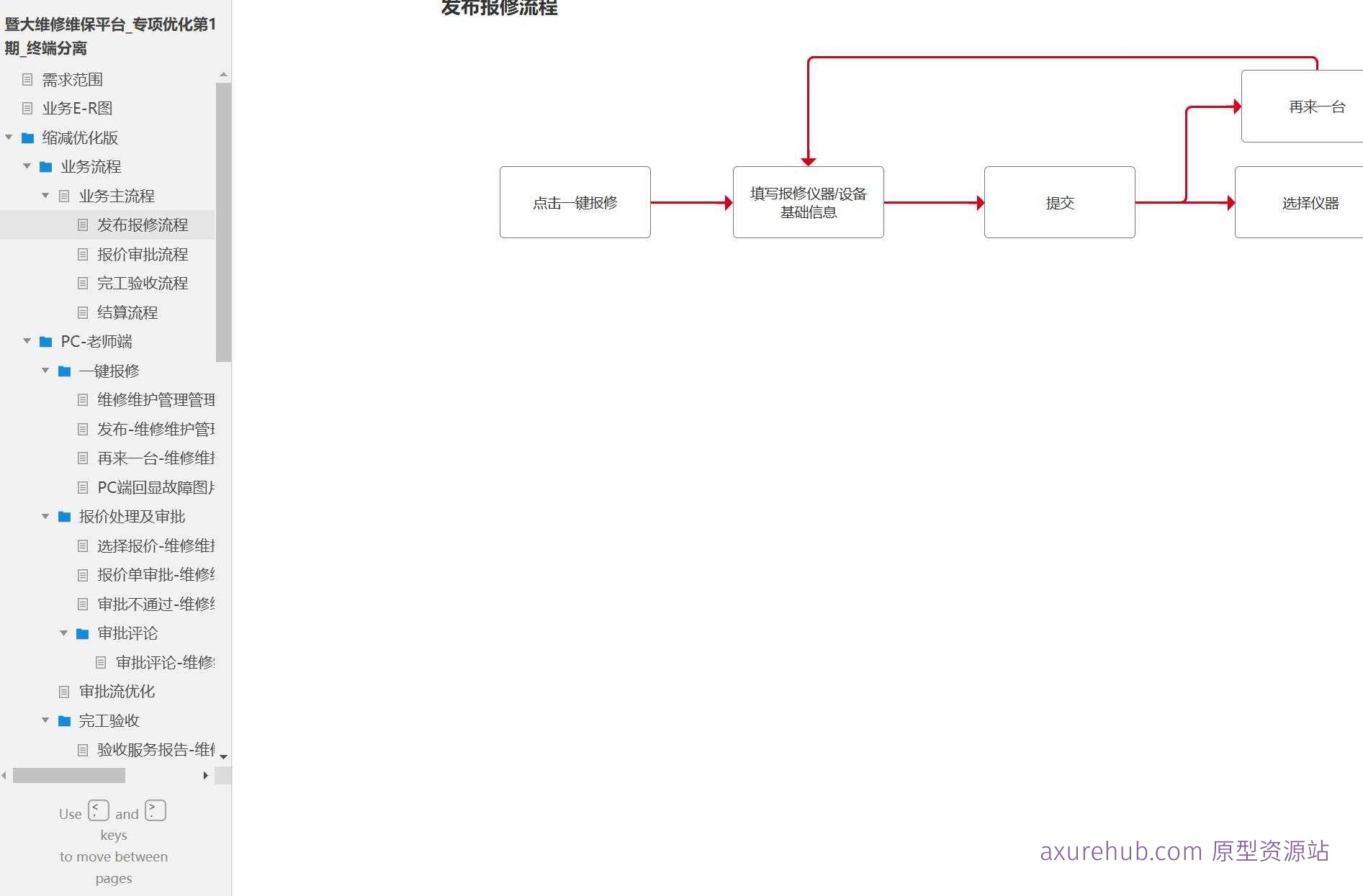 暨大维修维保平台终端分离专项优化产品原型模板案例Axure源文件下载