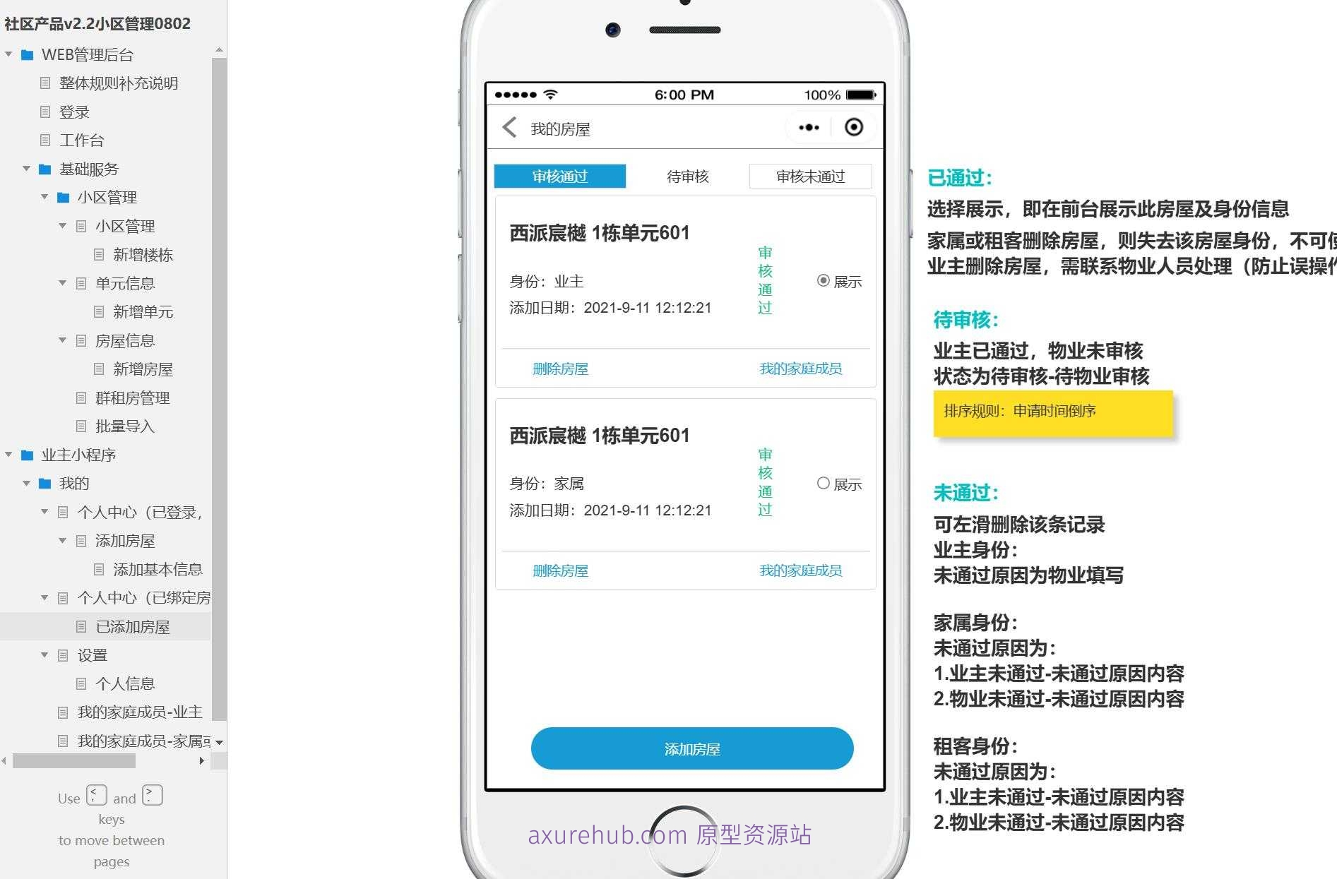 社区物业管理后台系统Axure原型模板案例下载