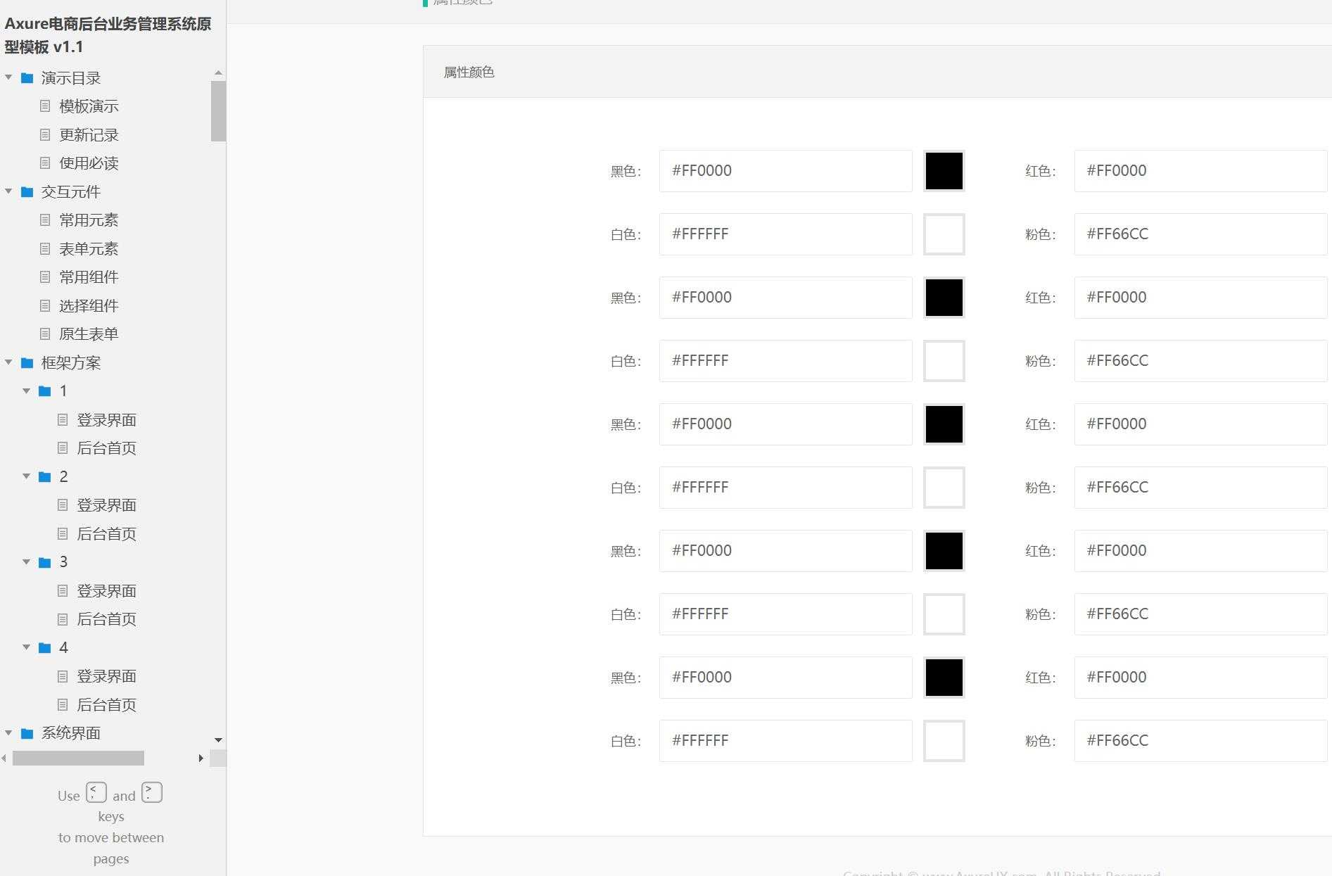 电商后台业务管理系统Axure原型模板